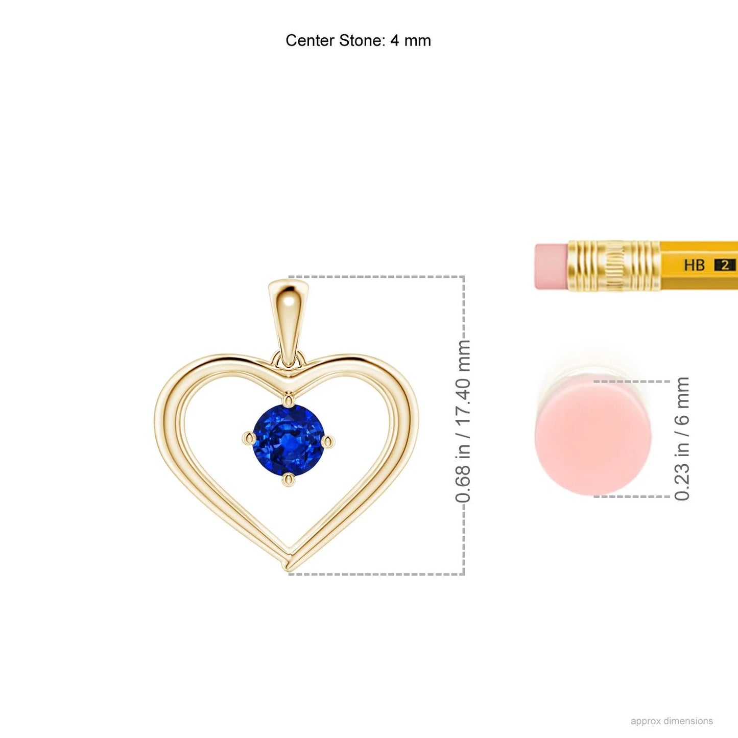 14K 18K Gold Natural Round Blue Sapphire Solitaire Open Heart Pendant Direct Manufacturer Fine Jewelry Gemstone Pendant Necklace