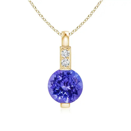 Natural Tanzanite Precious Solitaire Gemstone With Diamond Bale Pendant 14k 18k Customized Handmade IGI Certified Pendant OEM