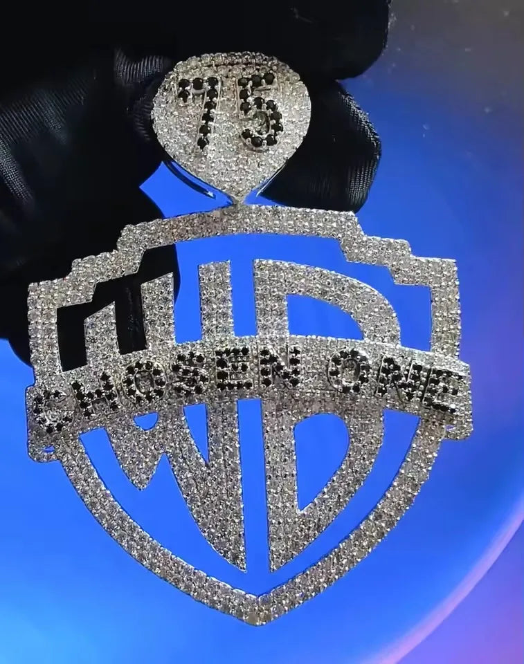 BiG-BOSS Iced Out Shield Logo Pendant with Moissanite 92.5 Sterling Silver Plated Hip Hop Custom Letter Design Luxury Jewelry for Men