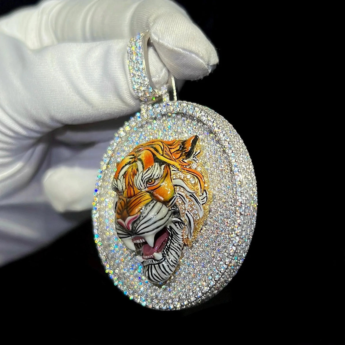 BiG-BOSS Buy Krishnavii KP 213 Men's Luxury Cushion Cut Moissanite Tiger Pendant 925 Silver Hip Hop Charm Custom Jewelry for Party India