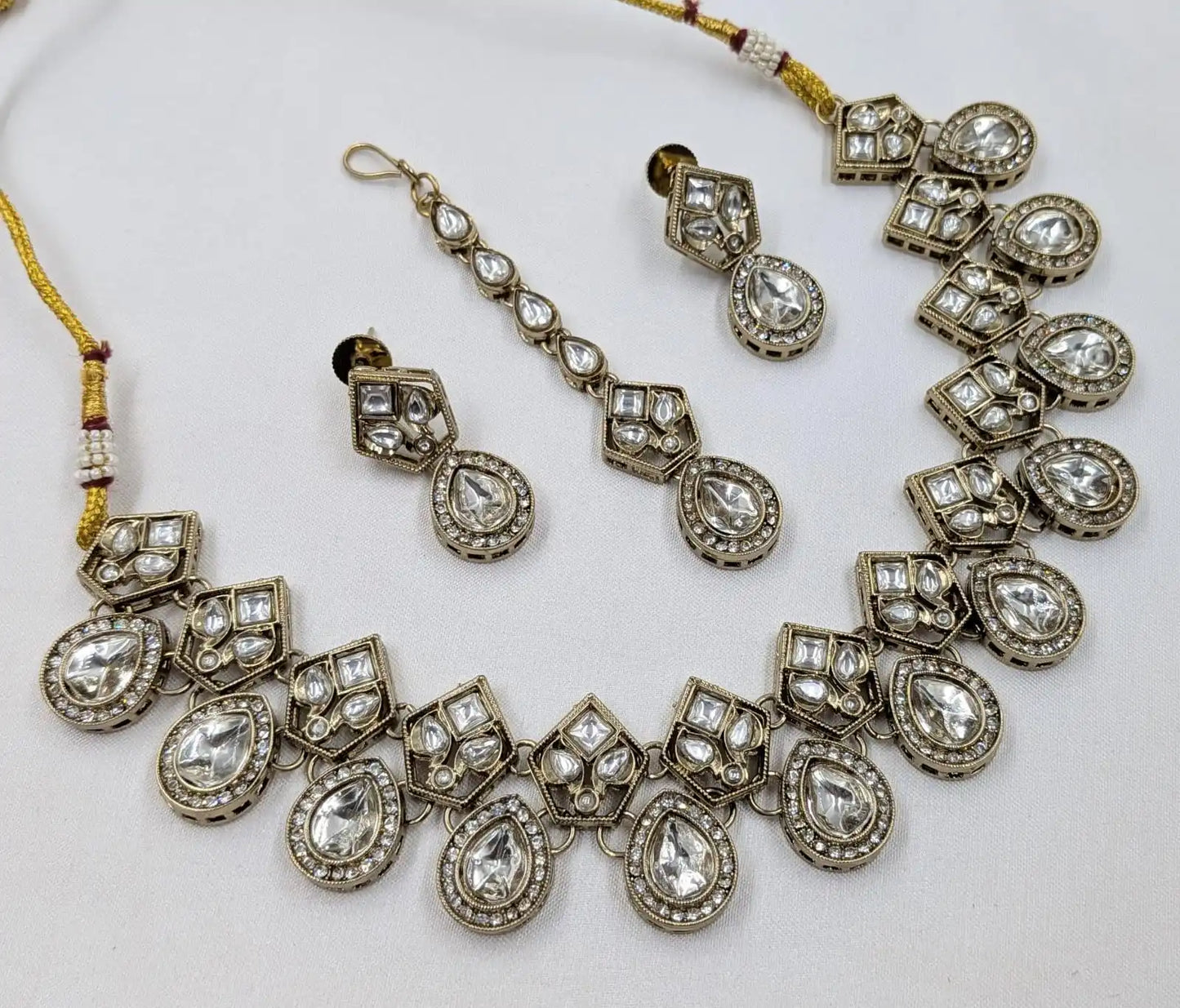 Luxury Green Kundan Necklace Set with Earrings Gold Plated Designer Bridal Wedding Party Jewelry for Women OEM Export for Women