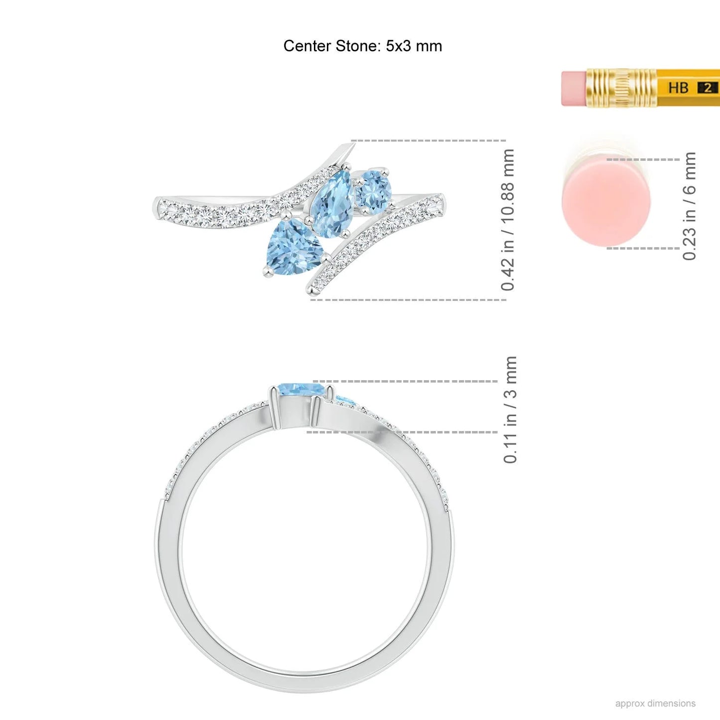 2026 New Arrival 14K Gold Three Stone Multi-Shape Natural Aquamarine Pisces Bypass Ring Pave Setting Diamond Band Wedding Ring