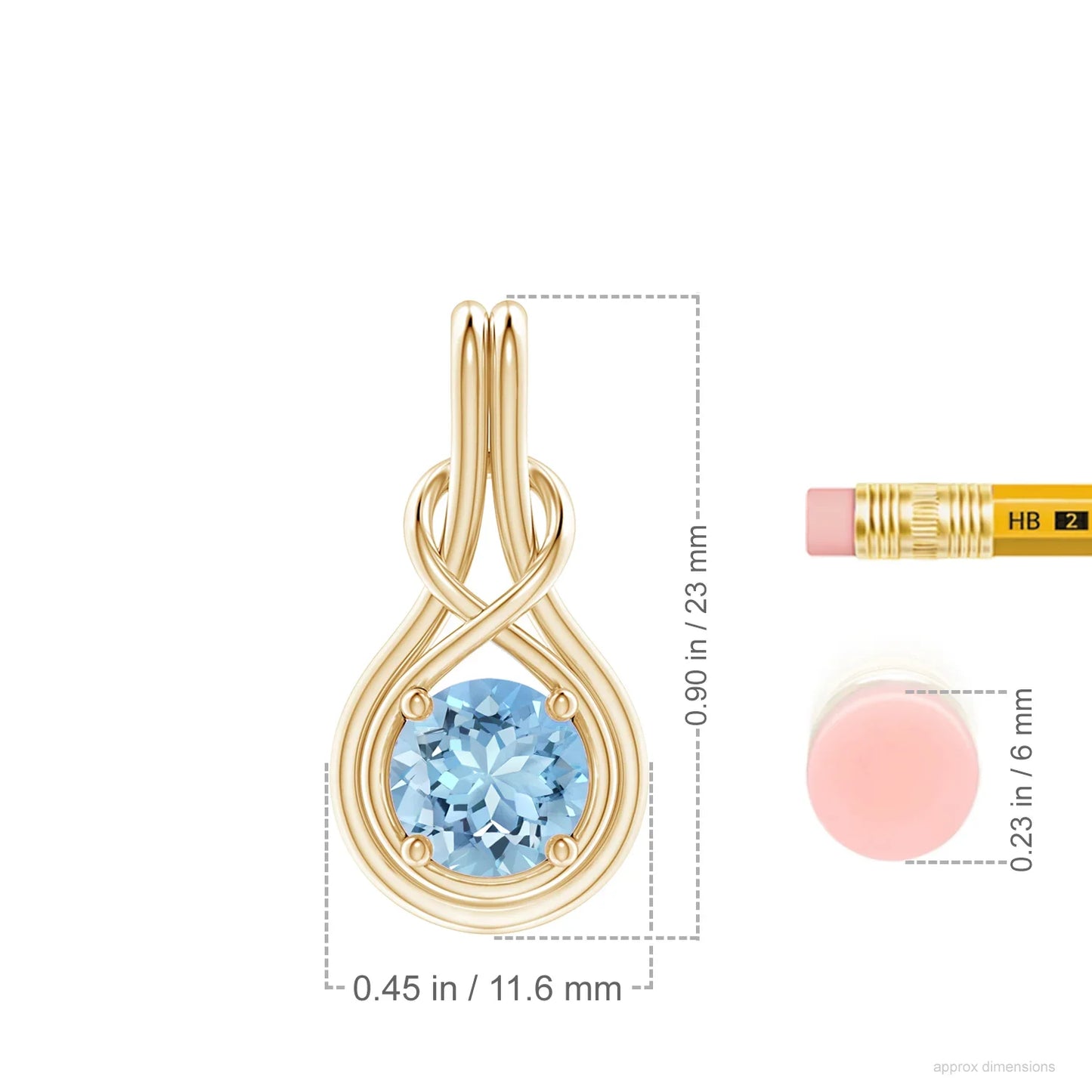 14k Solid Gold March Birthstone Aquamarine Infinity Knot Solitaire Pendant Handmade Fine Jewelry Bulk Wholesale Charm Pendant