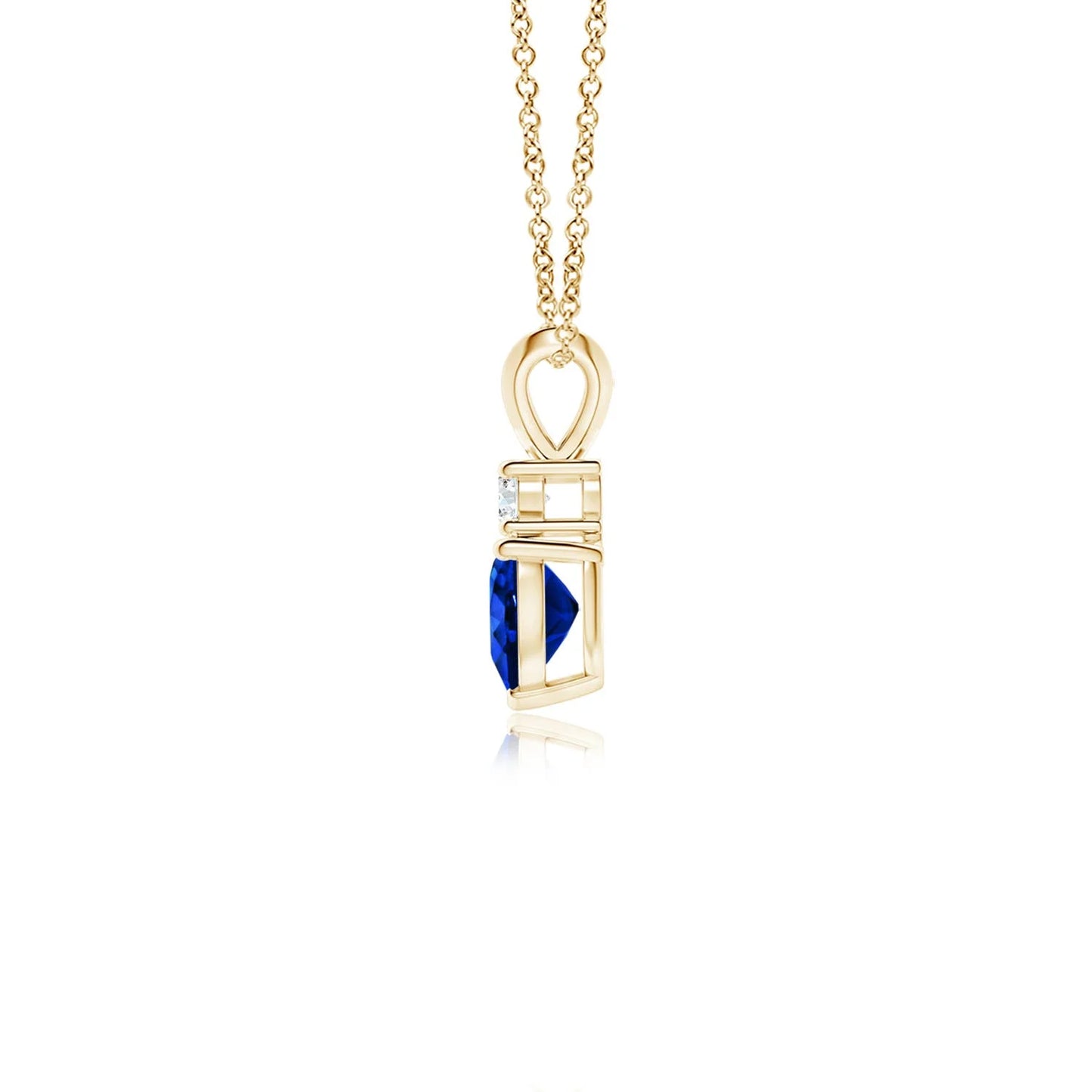 2026 New Arrival 14K 18K Gold Heart-Cut Natural 0.4Ct Blue Sapphire Pendant Link Chain Necklace With 0.04Ct Diamond Gift For Her