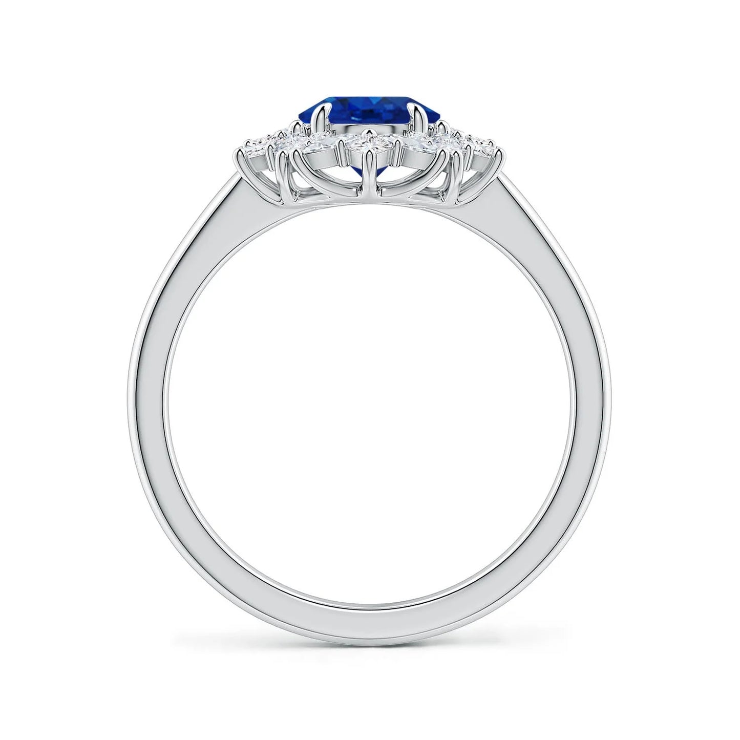 14K Solid Gold Oval Cut Natural Blue Sapphire Multi-Shape Ornate Halo Diamond Engagement Ring Unique Design Handmade Gold Rings