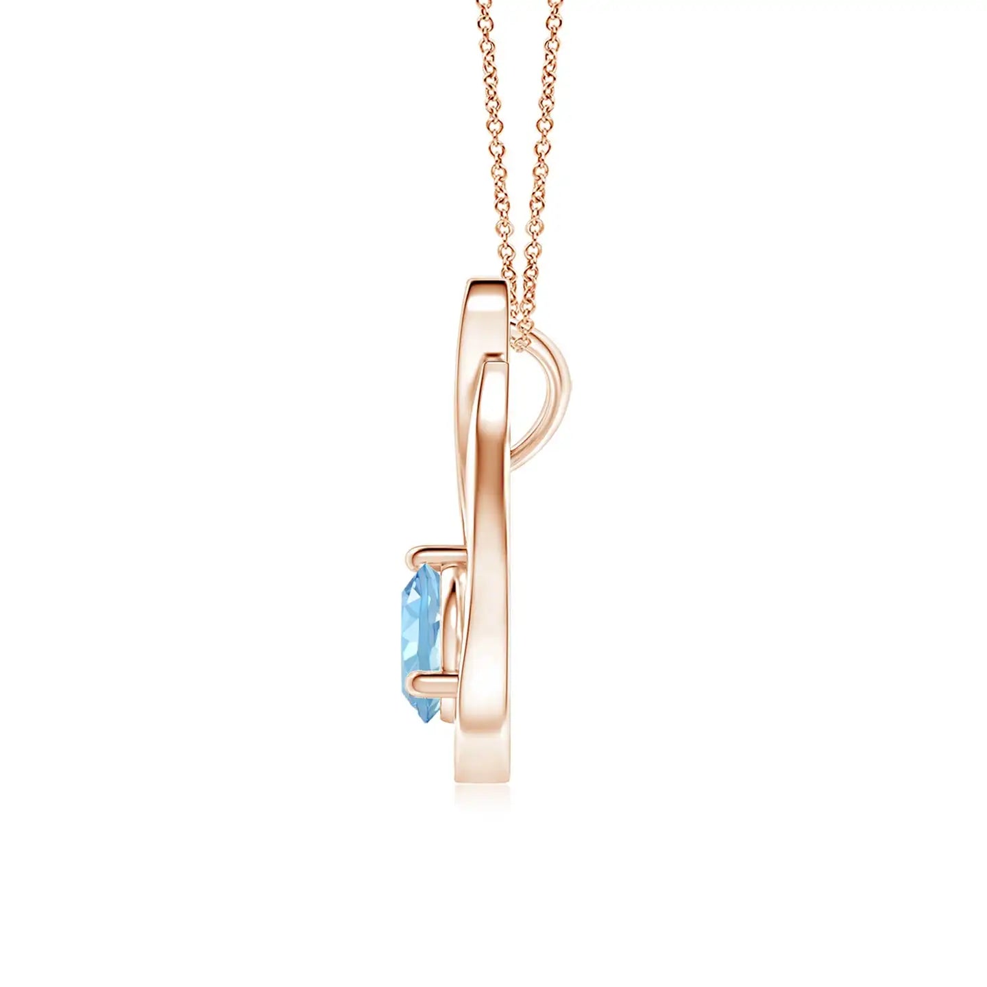 14K Pure Gold IGI Certified IGI Certified Natural 6MM Round Cut 0.75Ctw Floating Aquamarine Tulip Handmade Pendant with Diamonds