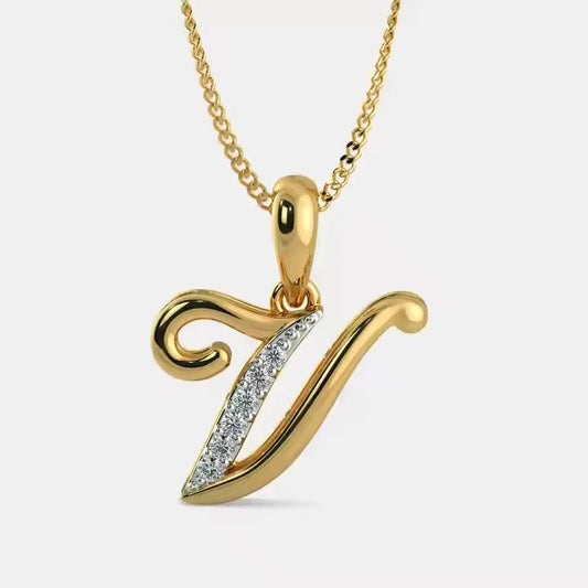 BiG-BOSS Premium Lab Grown Moissanite Letter V Silver Plated Cushion Cut Pendant Luxury Hip Hop Party Charm Jewelry Gift for Men Necklace