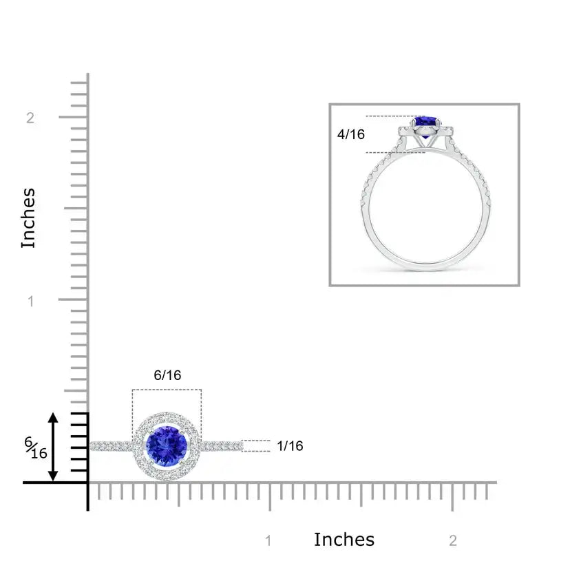 14K Solid Gold Floating Tanzanite Halo Ring with Diamond Accents Handmade Customized Fine Jewelry Wedding Engagement Party Wear