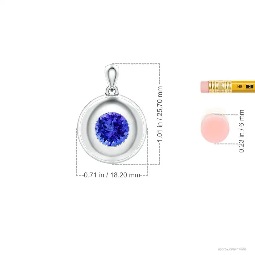 2026 New Arrival Handmade Jewelry Pendant 14K Gold Round Cut 9MM 2.5C IGI Certified Tanzanite Men’s Medallion Pendant With Chain
