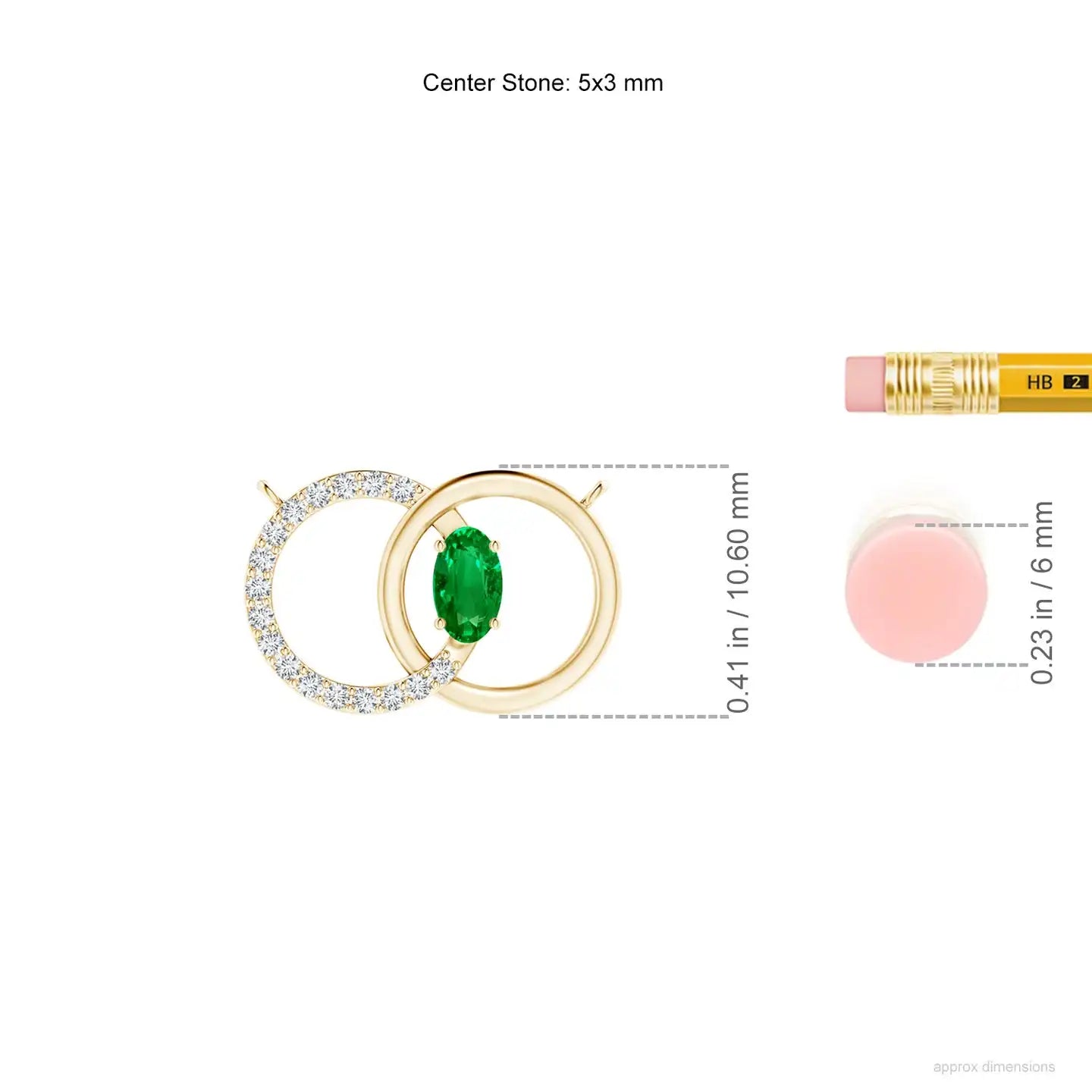 14K Solid Gold Natural Emerald Interlocking Circle Pendant Necklace With Diamond Accents Fine Jewellery Neo Heritage
