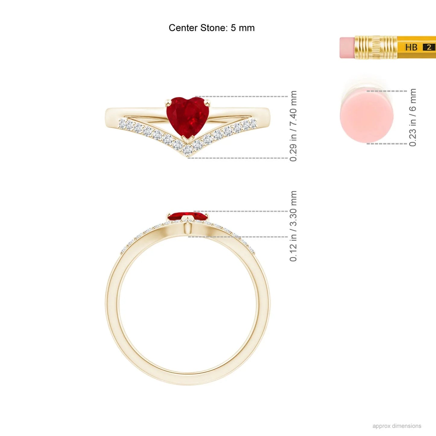 14K Solid Gold Natural Solitaire Heart Cut Ruby & Diamond Chevron Ring Latest Arrival Fine Jewelry Romantic Designer Unisex Ring