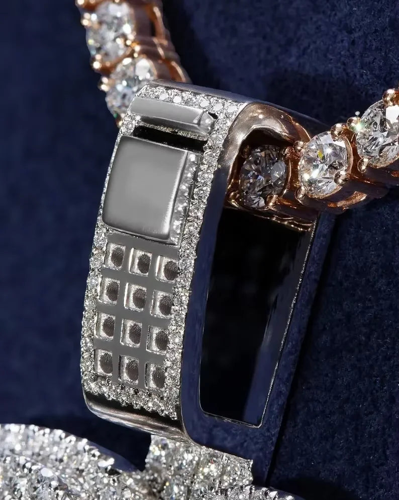 BiG-BOSS Iced Out Money Bag Pendant In My Bag Design Fully Moissanite Encrusted Silver Finish Hip Hop Style Jewellery for Men