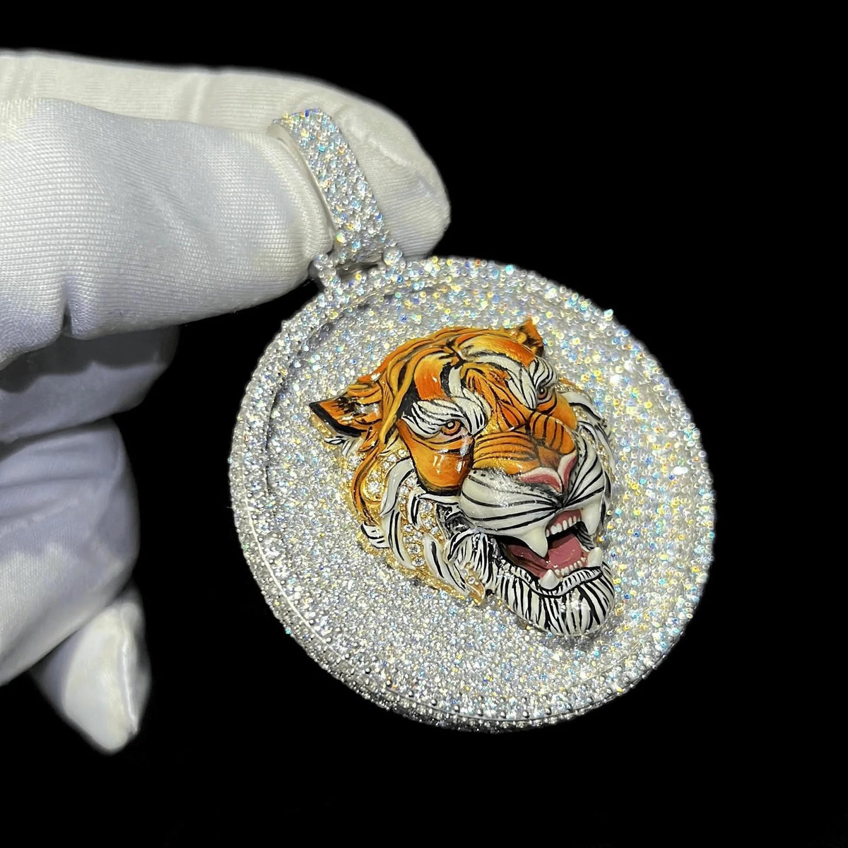 BiG-BOSS Buy Krishnavii KP 213 Men's Luxury Cushion Cut Moissanite Tiger Pendant 925 Silver Hip Hop Charm Custom Jewelry for Party India
