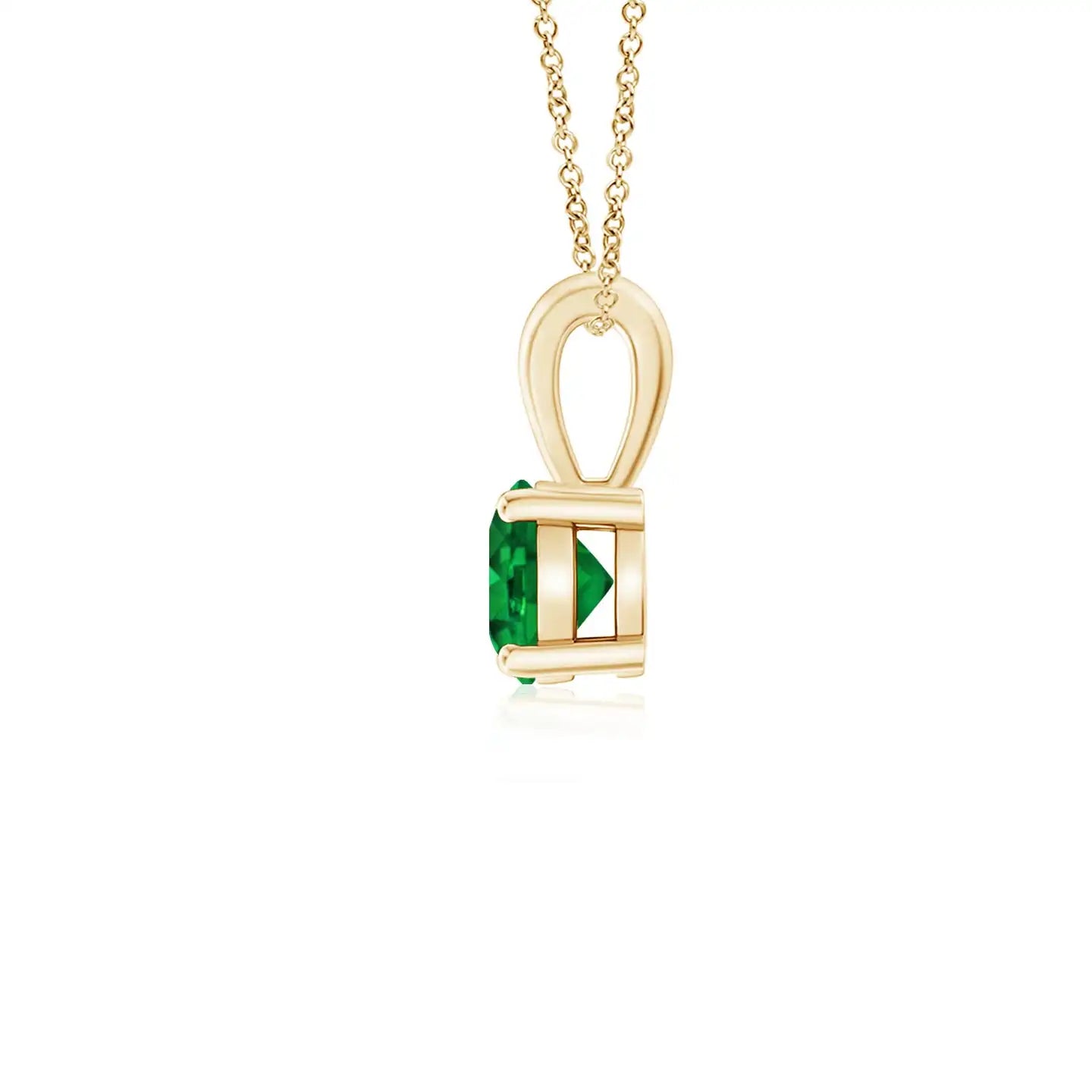 14K Solid Gold Natural Emerald Classic Prong-Set Round Solitaire Pendant Fine Jewellery Wedding Anniversary Gift For Her 2026