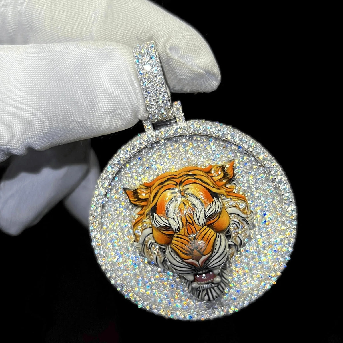 BiG-BOSS Buy Krishnavii KP 213 Men's Luxury Cushion Cut Moissanite Tiger Pendant 925 Silver Hip Hop Charm Custom Jewelry for Party India