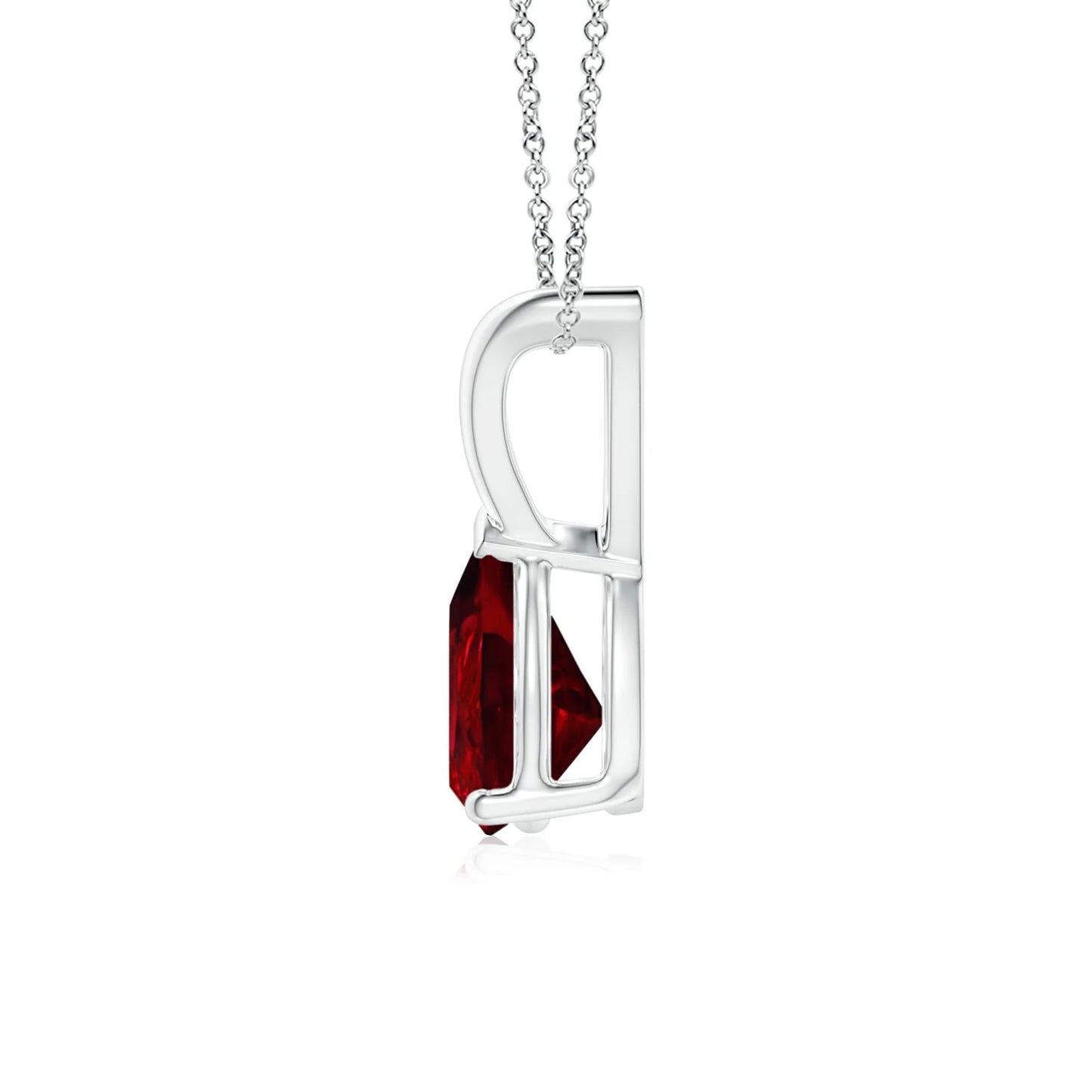 14K 18K Pure Gold V-Bale Pear-Shaped Natural Red Ruby Solitaire Pendant Link Chain Necklace Custom Handmade Fine Jewelry Pendant