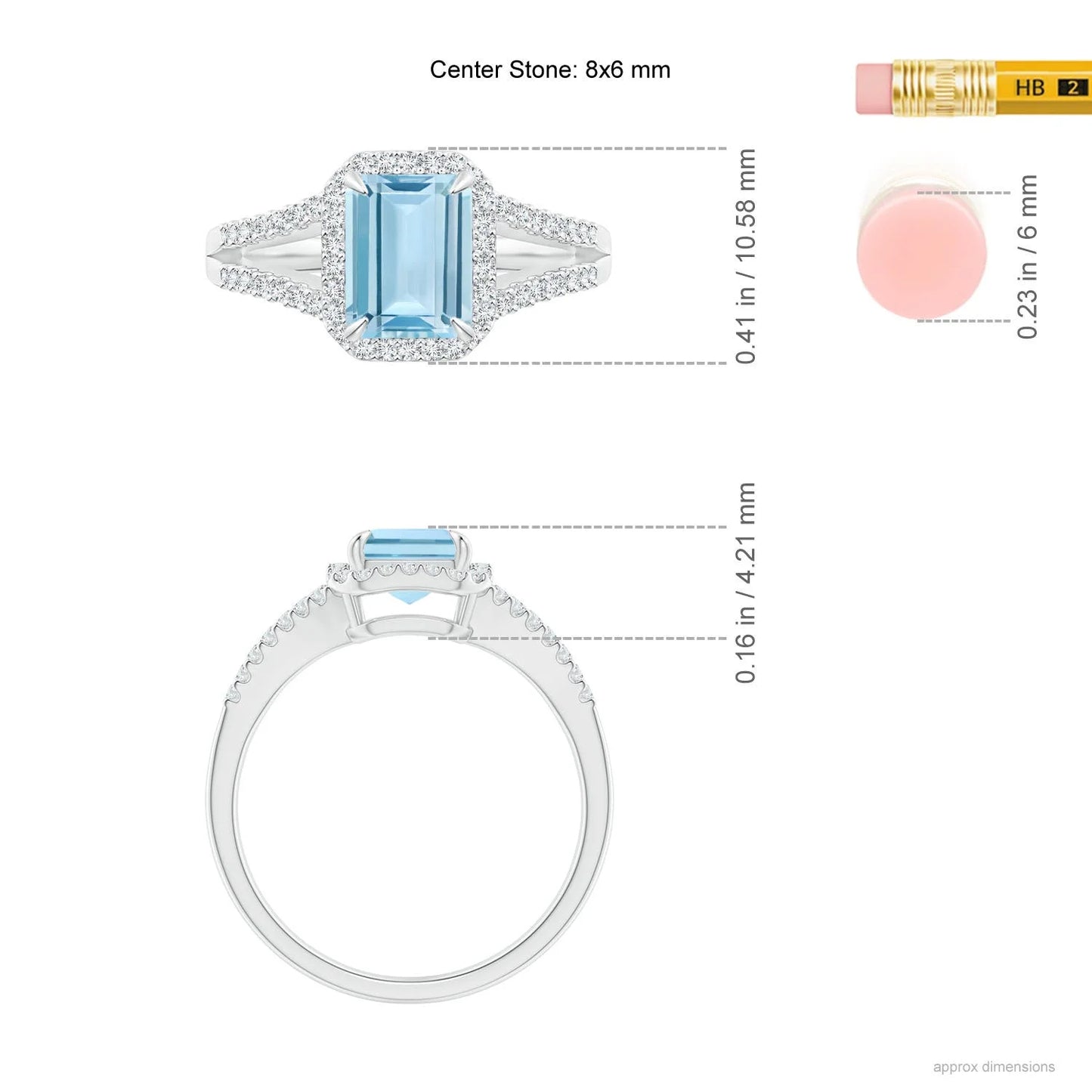 14K Gold Emerald-Cut Natural Aquamarine With Pave Accent Diamond Split Shank Halo Ring Custom Handmade Jewelry Engagement Ring