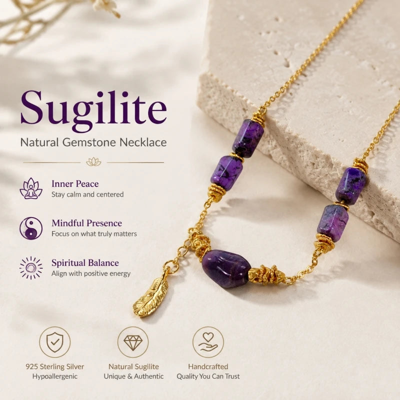REDheart Collana a Catena 925 Silver Gold Plated Necklace Natural Gemstone Inner Peace Luxury Women Link Chain Necklace