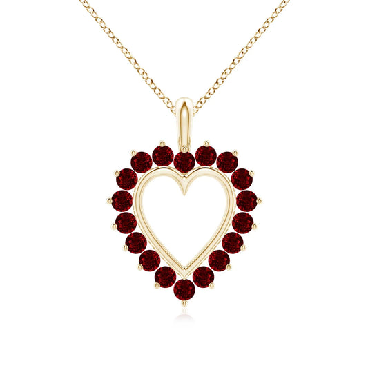 IGI Certified Red Ruby Open Heart Shape V-Bale Pendant Romantic Gift For Her 14K 18K Pure Gold Natural Gemstone Pendant Necklace