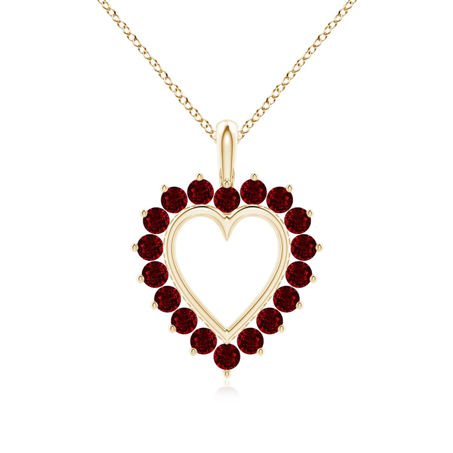 IGI Certified Red Ruby Open Heart Shape V-Bale Pendant Romantic Gift For Her 14K 18K Pure Gold Natural Gemstone Pendant Necklace