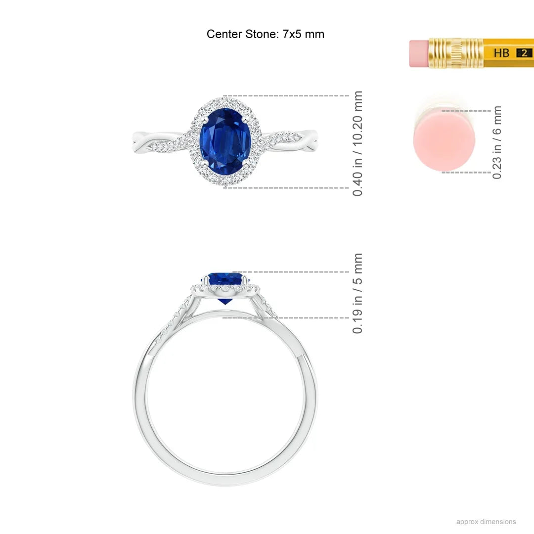 14K Solid Gold Oval Sapphire Halo Twisted Vine Ring Handmade Customized Fine Jewelry Wedding Engagement Ring