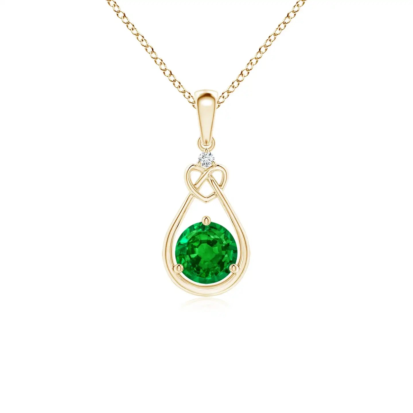 14K Solid Gold Natural Emerald Knotted Heart Pendant With Diamond Fine Jewellery Neo Heritage Anniversary Gift For Her 2026