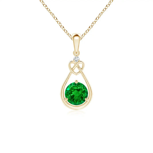 14K Solid Gold Natural Emerald Knotted Heart Pendant With Diamond Fine Jewellery Neo Heritage Anniversary Gift For Her 2026
