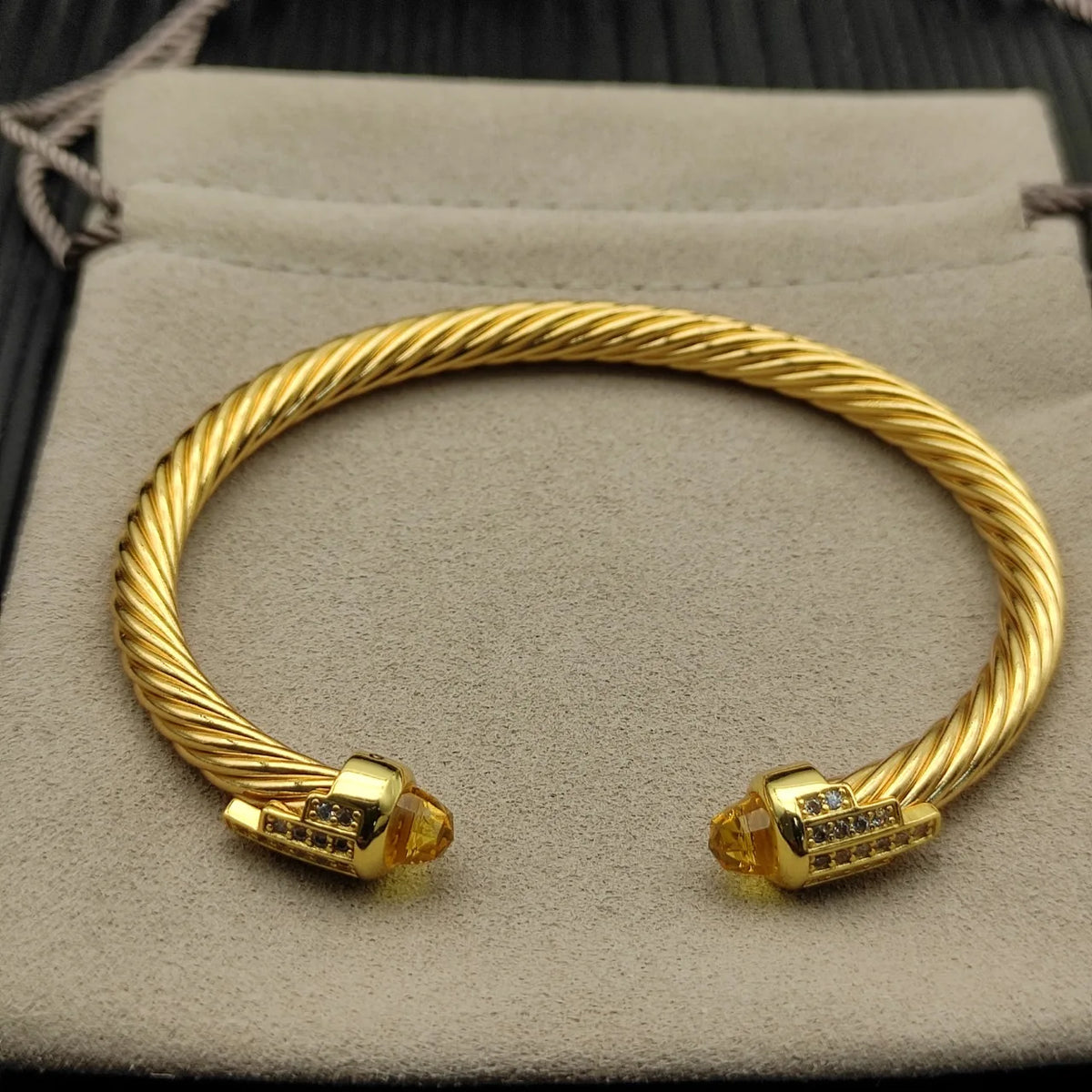 FASHIONISTA DY High-Quality Gold-Plated Diamond-Set Bangle, Unisex Silver-Plated Diamond-Set Bangle, Jewelry