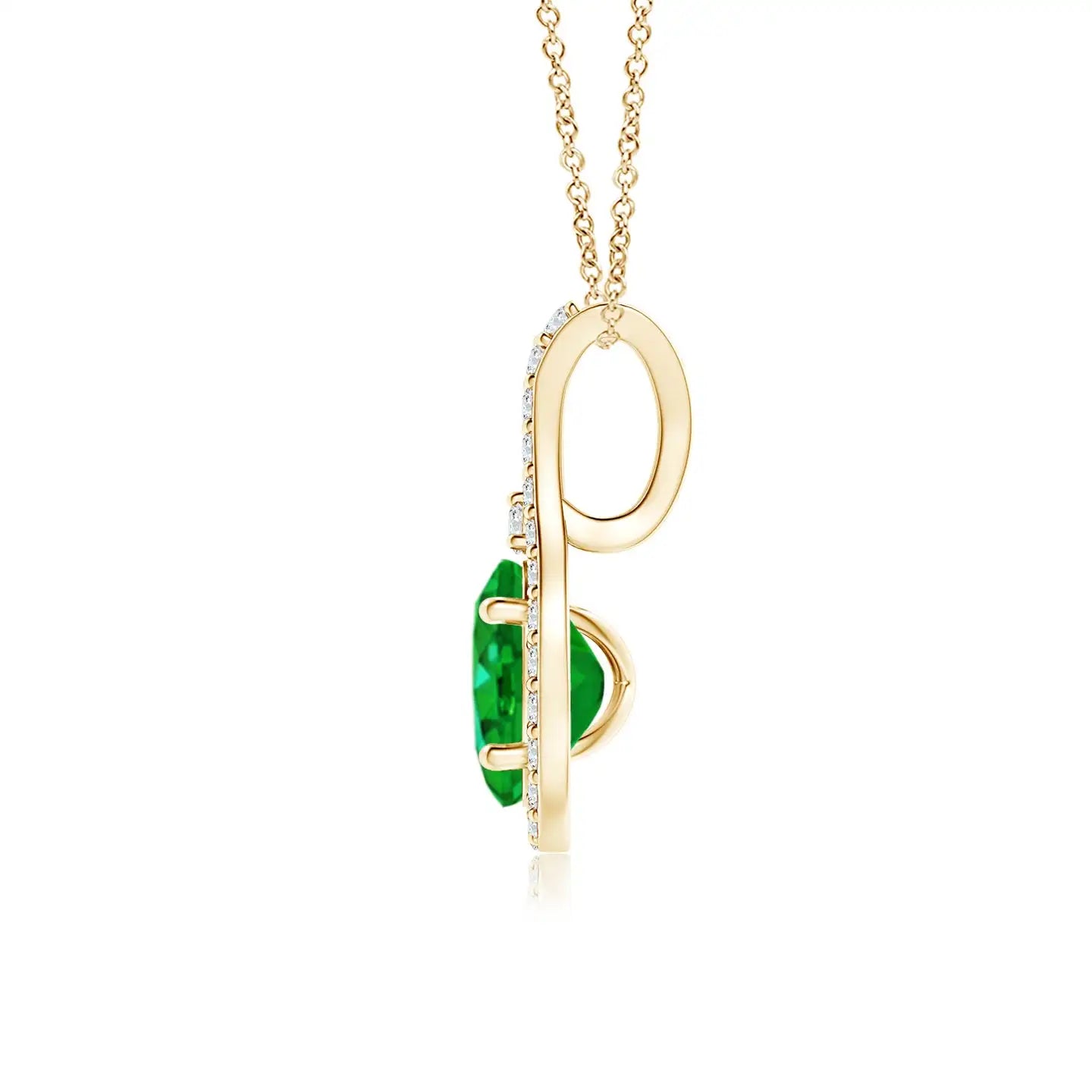 14K Solid Gold Natural Emerald Classic Diamond Halo Pendant Fine Jewellery Neo Heritage Wedding Anniversary Gift For Her 2026
