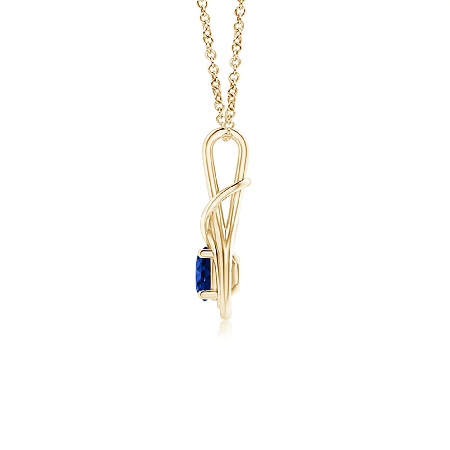 14K 18K Gold Natural Prong Sett Round Cut Blue Sapphire Solitaire Infinity Knot Pendant Handmade Fine Jewelry Direct Wholesaler