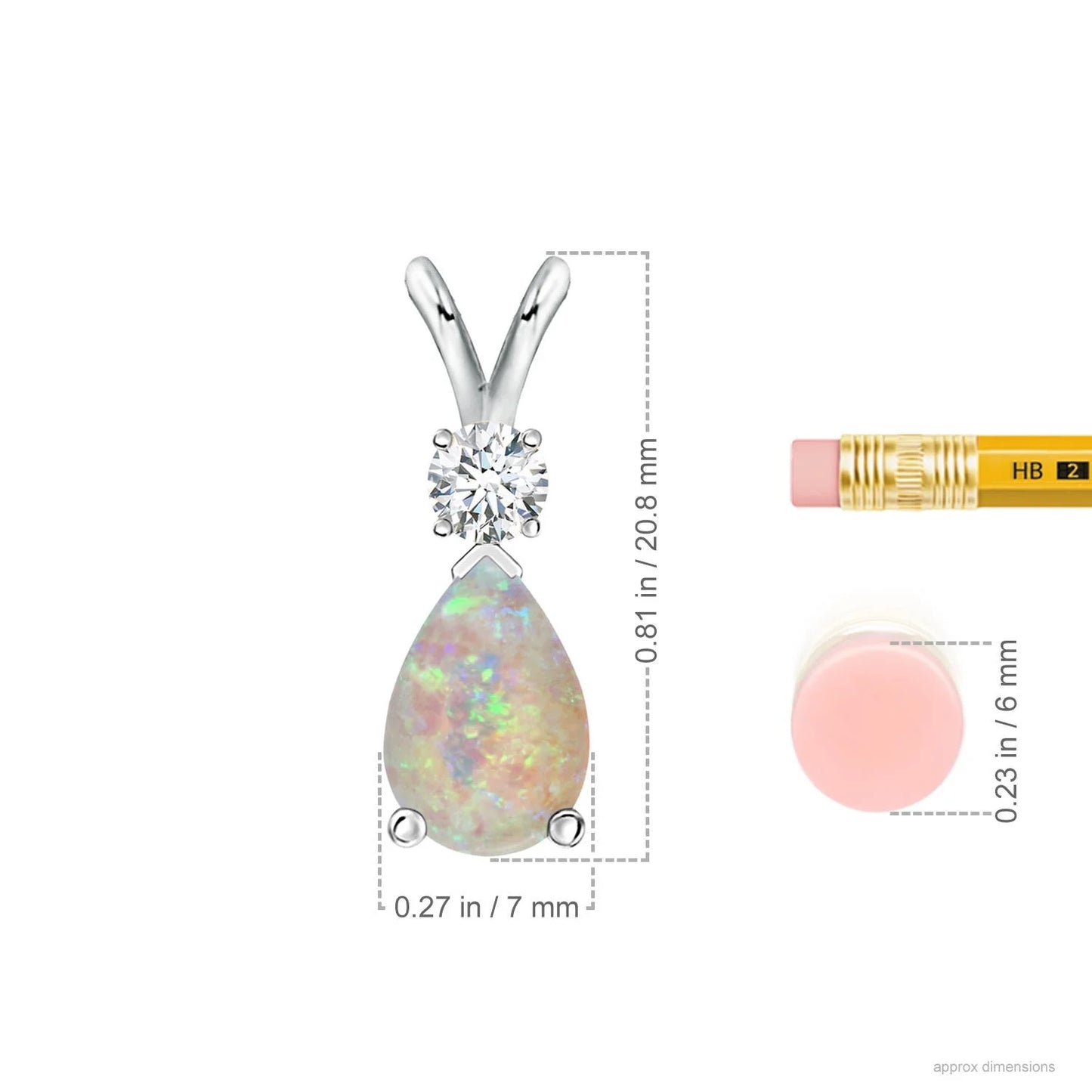 14k Gold Pear Cut Natural Opal Gemstone Teardrop V-bale Pendant With Diamond Top Quality Fine Jewelry Direct Indian Manufacturer