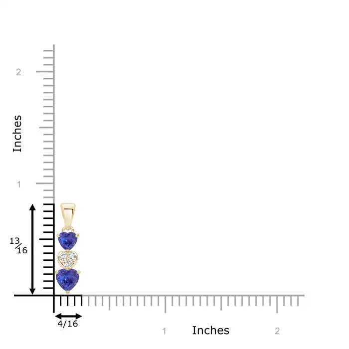 2026 14K Gold Natural Heart Cut Tanzanite & Diamond Dangling Three Heart Pendant IGI Certified Romantic Fine Jewelry Pendant
