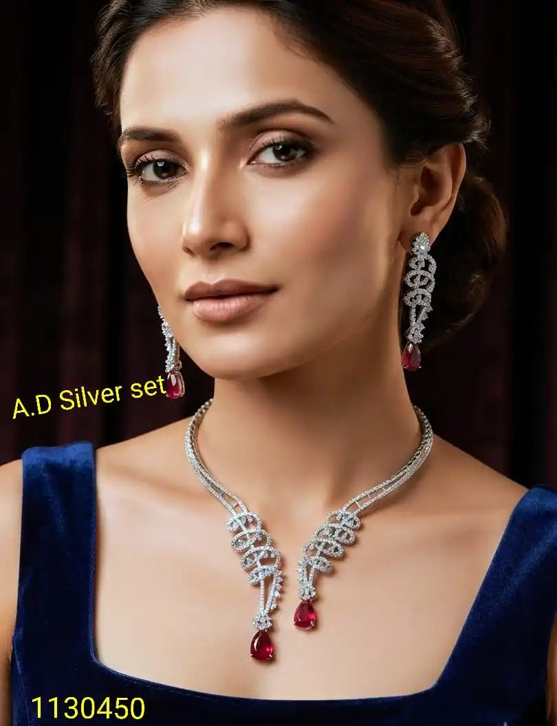 Elegant Amethyst Drop Necklace Set Silver Plated Purple Stone Wedding Party Bridal Fashion Jewelry Set for Women Gift Set