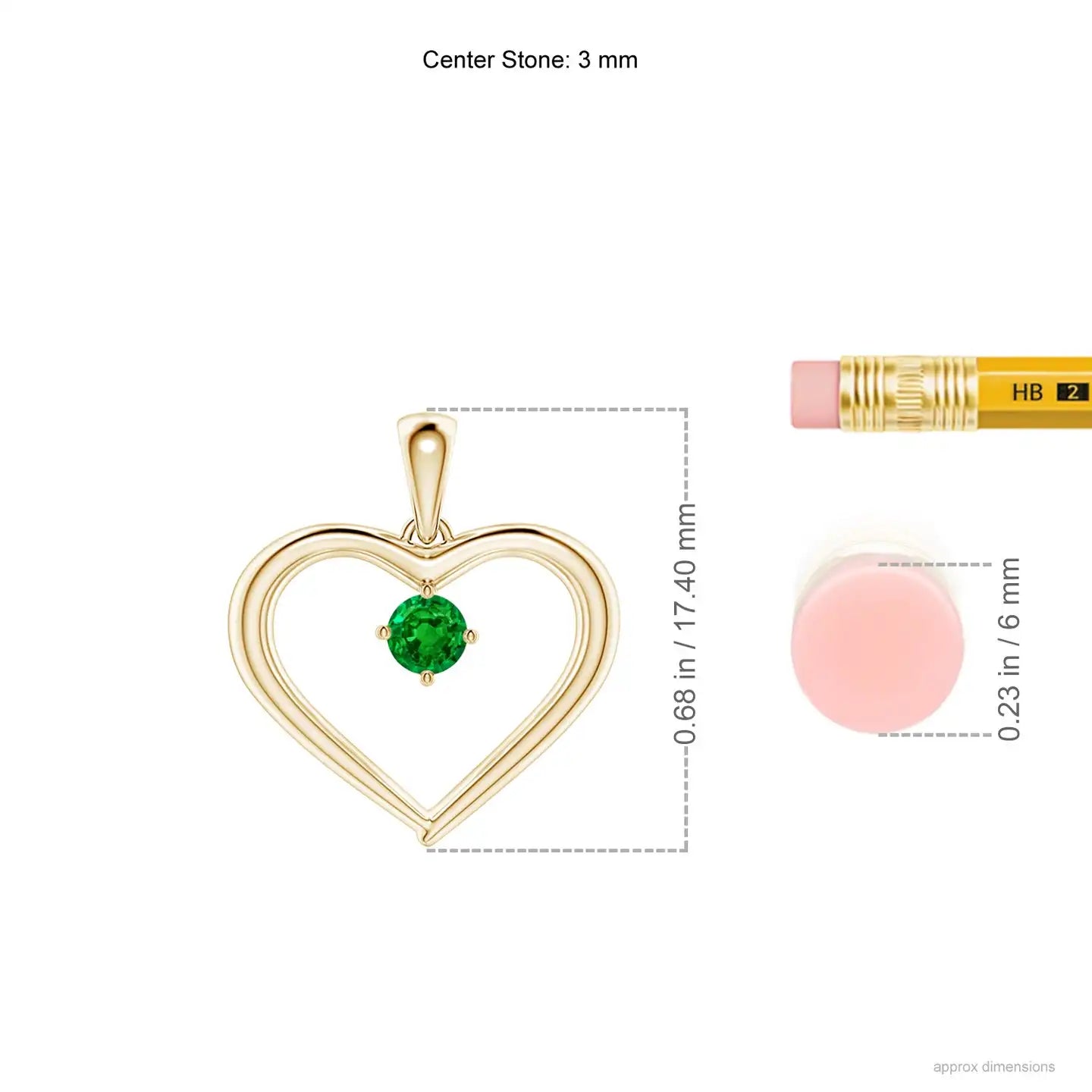 14K Solid Gold Natural Round Emerald Solitaire Open Heart Pendant Fine Jewellery Classic Anniversary Wedding Gift For Her 2026