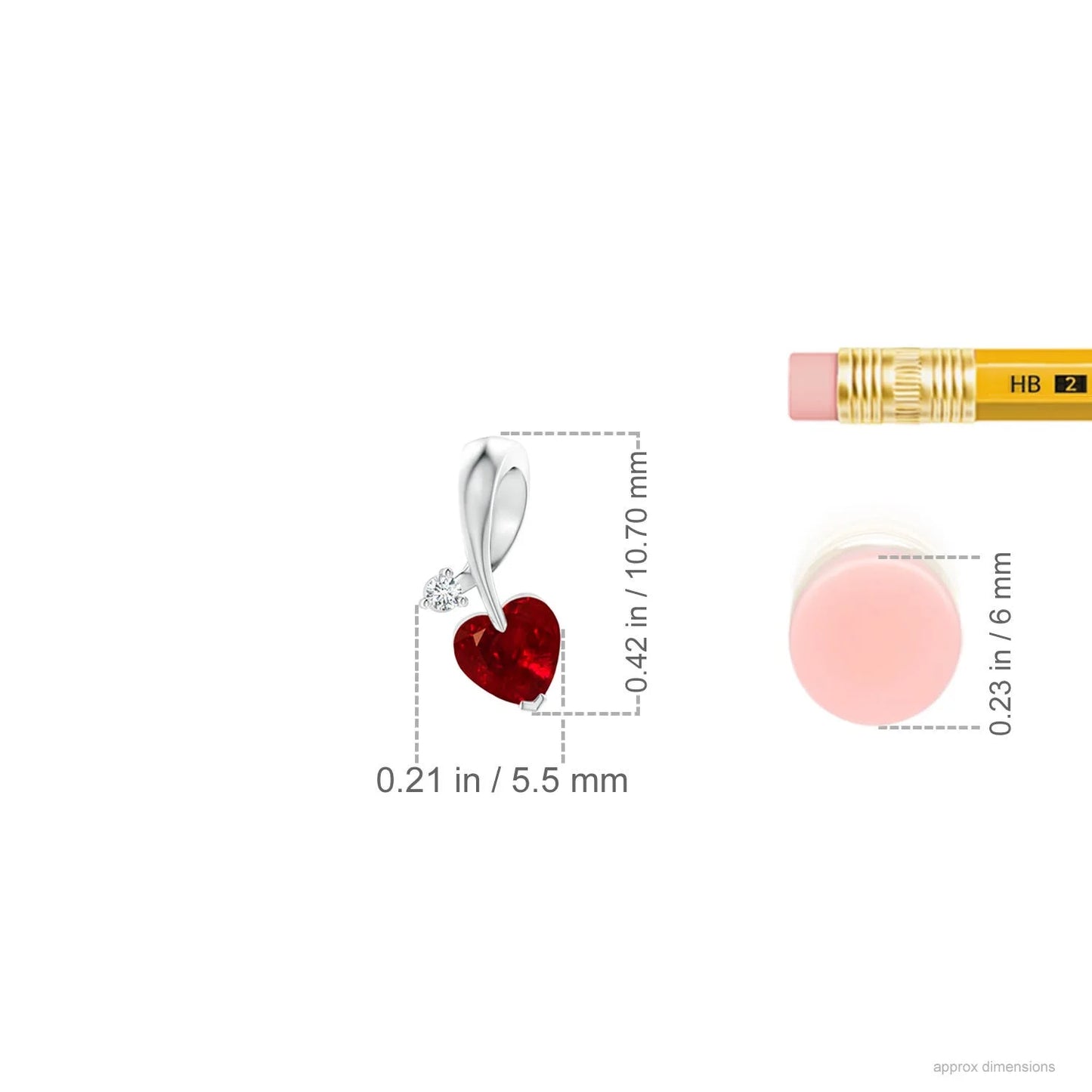 14K 18K Solid Gold Natural Heart-Shaped Red Ruby Ribbon Style Pendant With Diamond Classic Fine Jewelry Anniversary Gift For Her