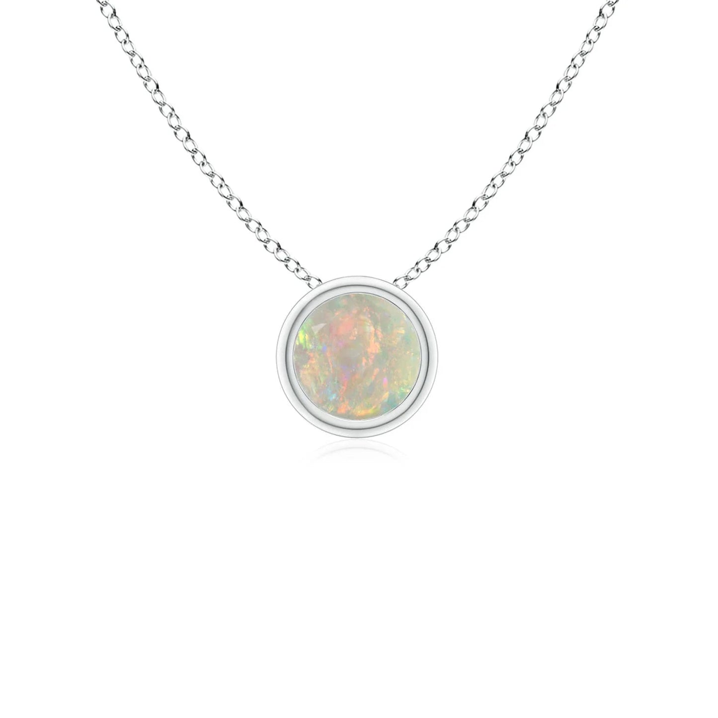 Premium Quality 14k 18k Gold Natural Bezel Round Opal Solitaire Pendant Igi Certified Unisex Wear Fine Jewelry Pendant Necklace