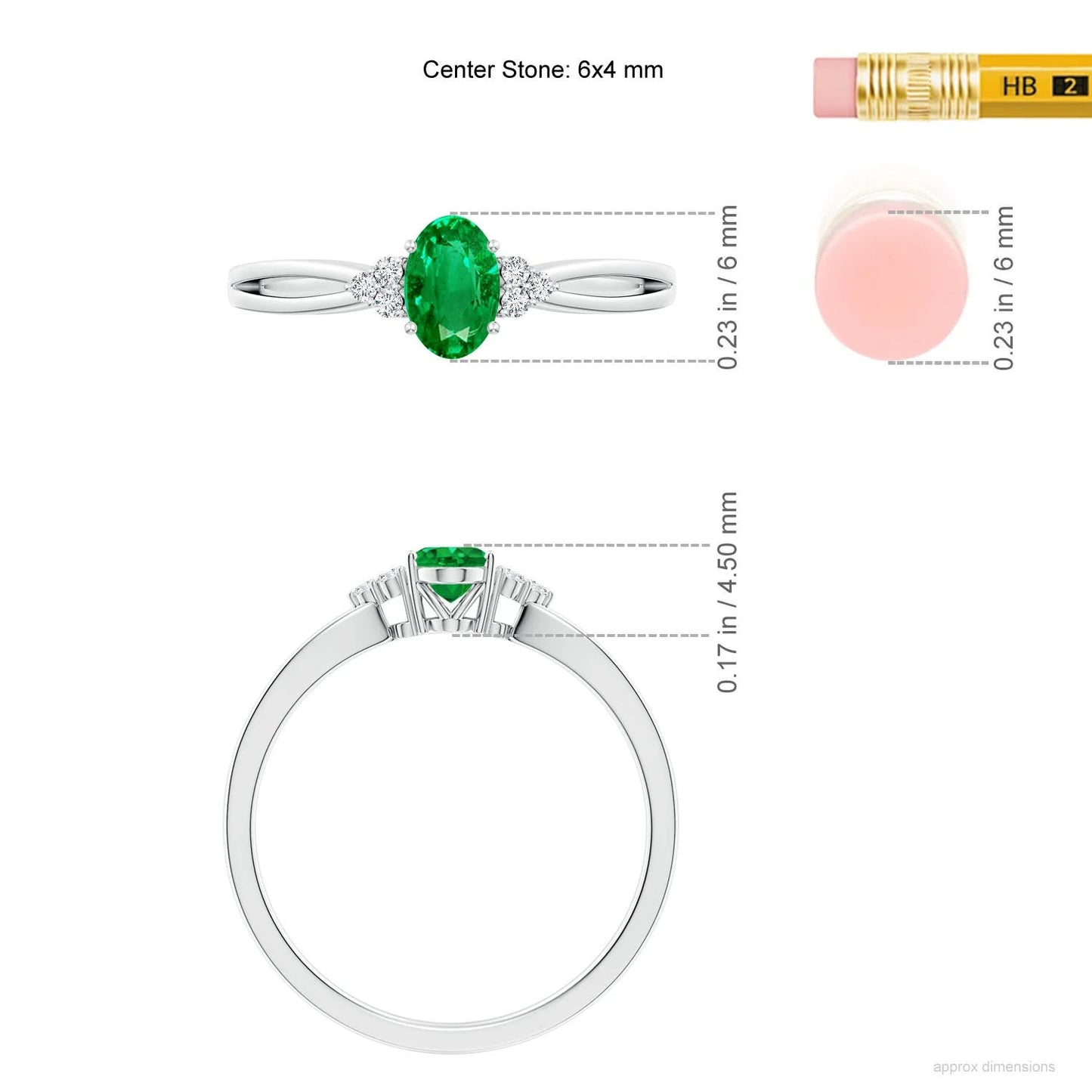14k Solid Gold Oval Cut 5*7MM Natural Green Emerald & Trio Diamond Split Shank Engagement Ring Split Band Unique Bridal Ring OEM