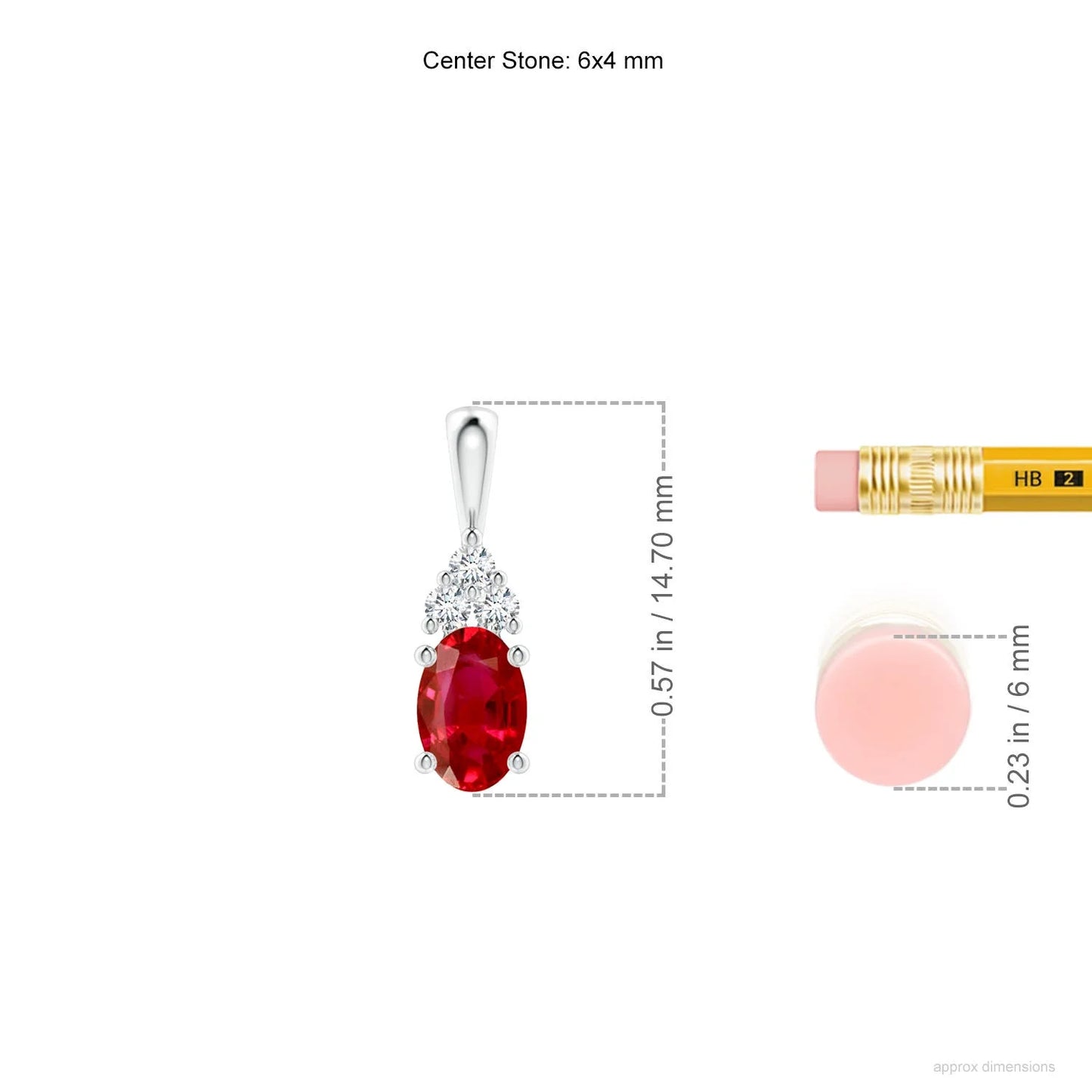 14K Pure Gold Oval Cut 0.3Ct Red Ruby Solitaire Pendant with Trio Diamond IGI Certified Fine Jewelry Pendant Link Chain Necklace