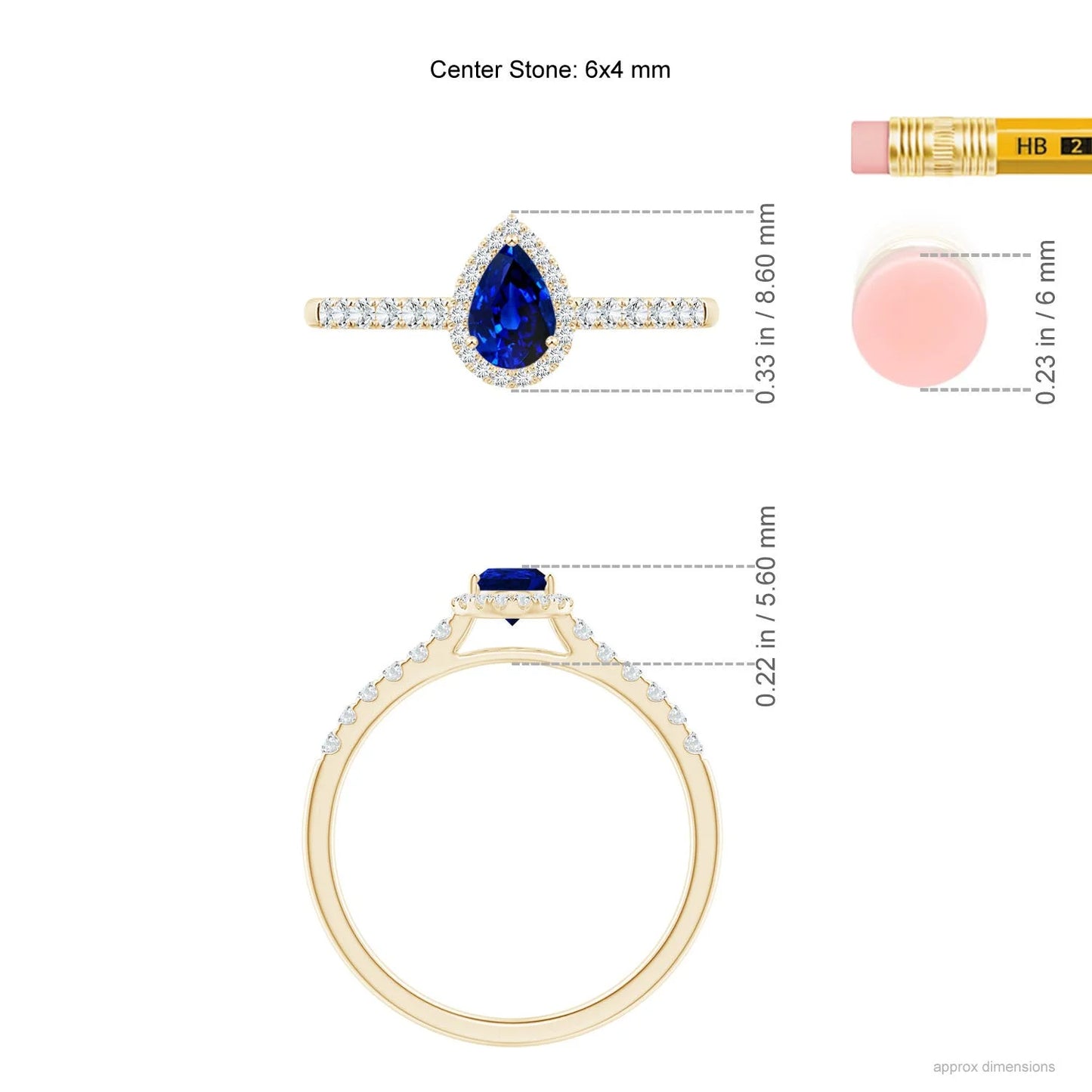 Elegant 14K Gold 0.44ct Pear Cut Blue Sapphire Halo Ring Pave Setting Certified Diamond Band Custom Fine Jewelry Engagement Ring