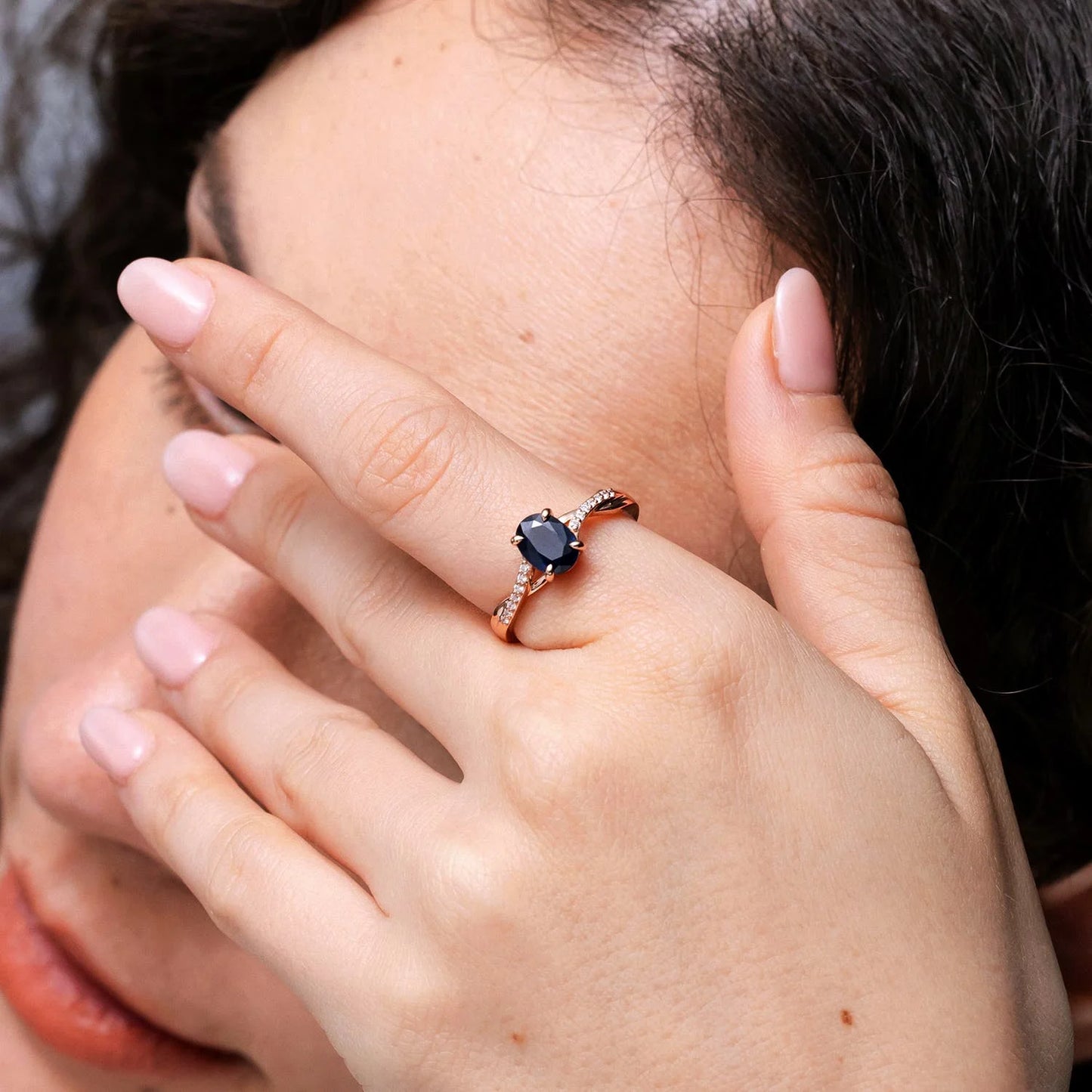 14K 18K Solid Gold Oval Cut Natural Blue Sapphire with Accents Diamond Split Shank Engagement Ring Fine Jewelry Handmade Rings