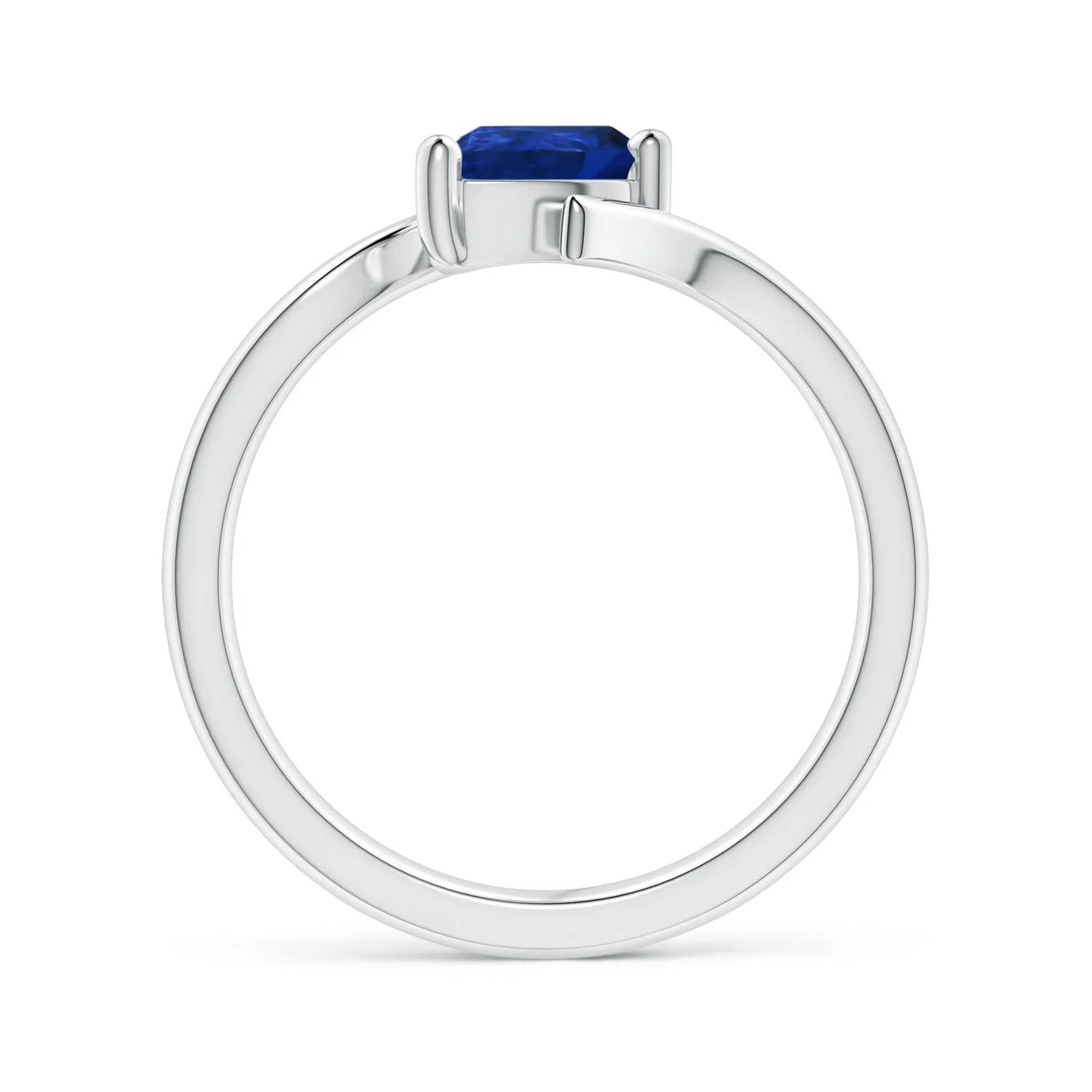 Prong Sett Pear Cut Blue Sapphire Timeless Elegant Bypass Design Ring 14k Solid Gold Certified Natural Gemstone Engagement Ring