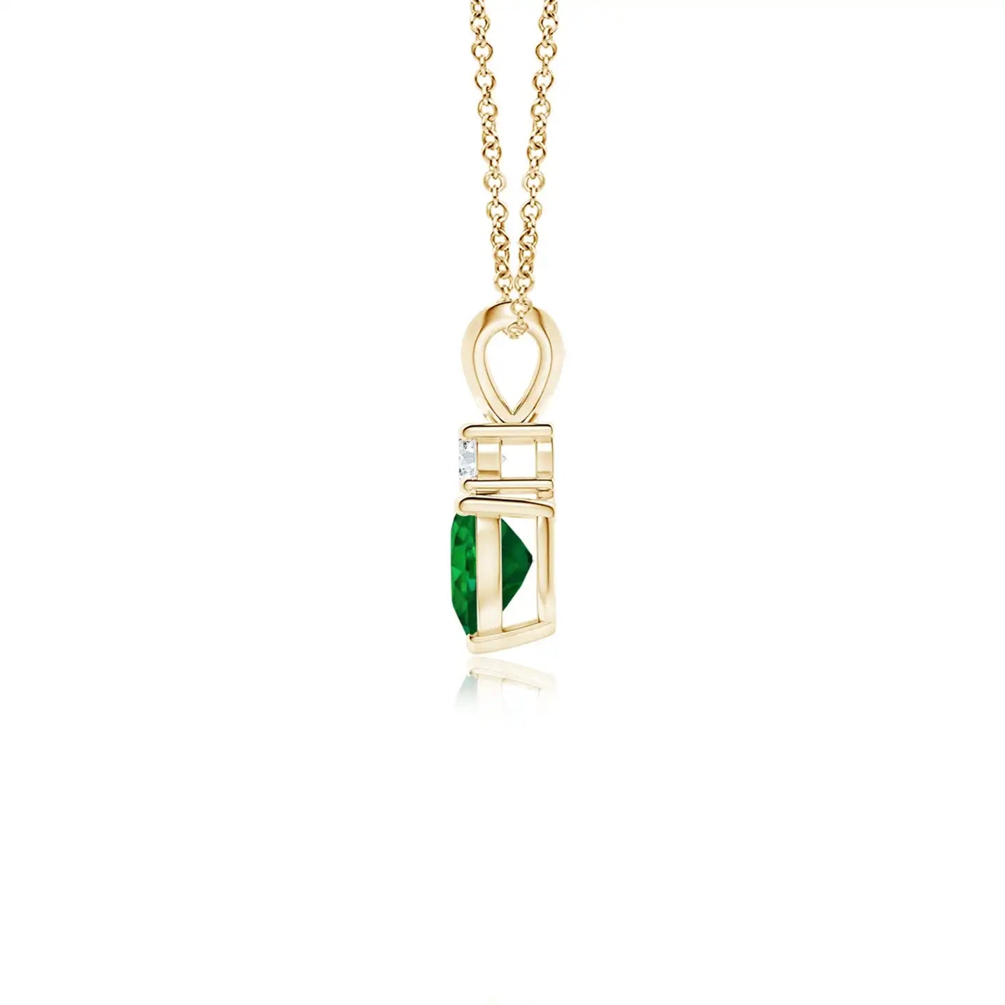 14K Solid Gold Natural Emerald Heart-Shaped Rabbit Ear Bale Pendant Classic Fine Jewellery Gift For Her New Arrival 2026