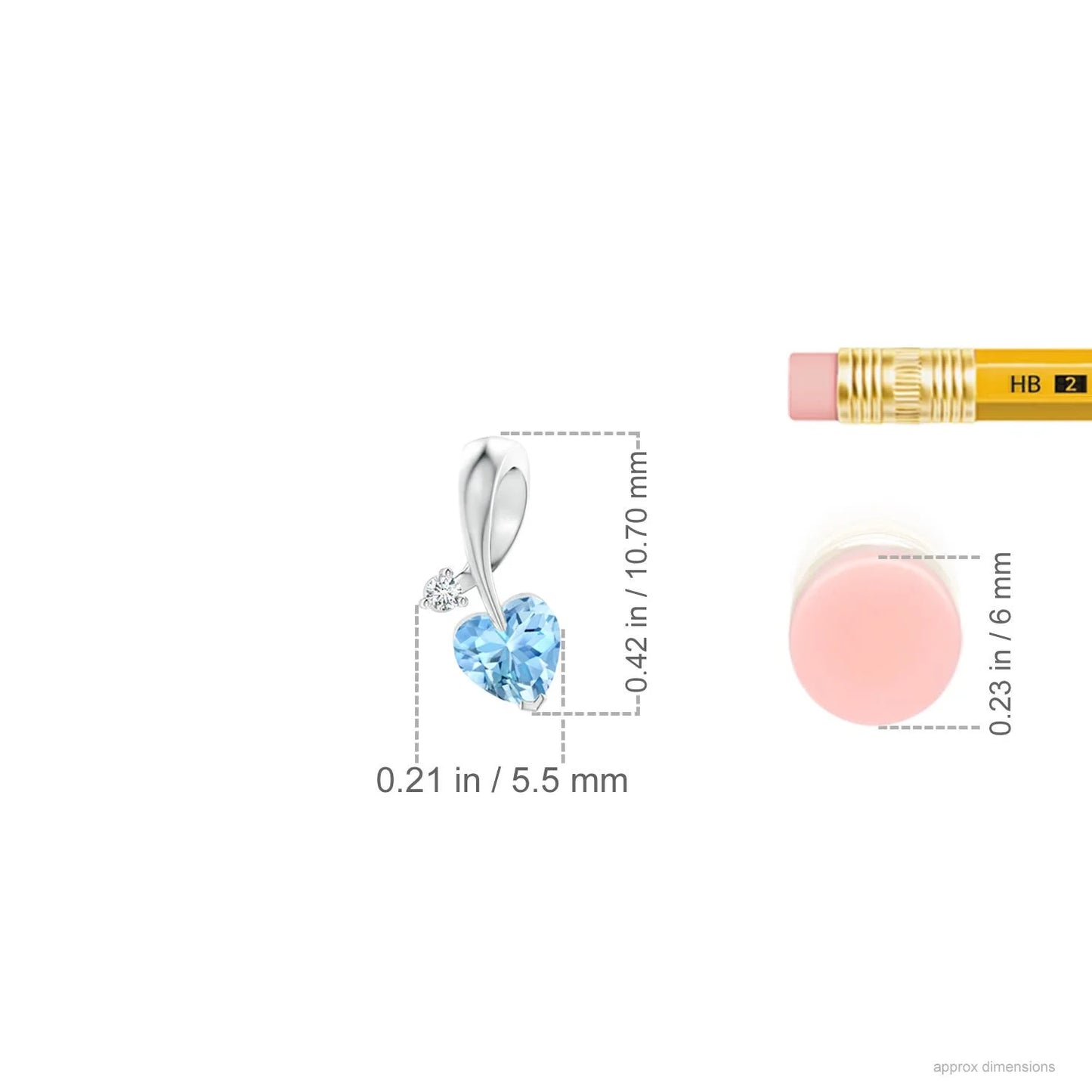 Natural Heart Cut Aquamarine And Round Cut Diamond in Ribbon Style Bale 14K Gold Pendant IGI Certified Gemstone Pendant Necklace
