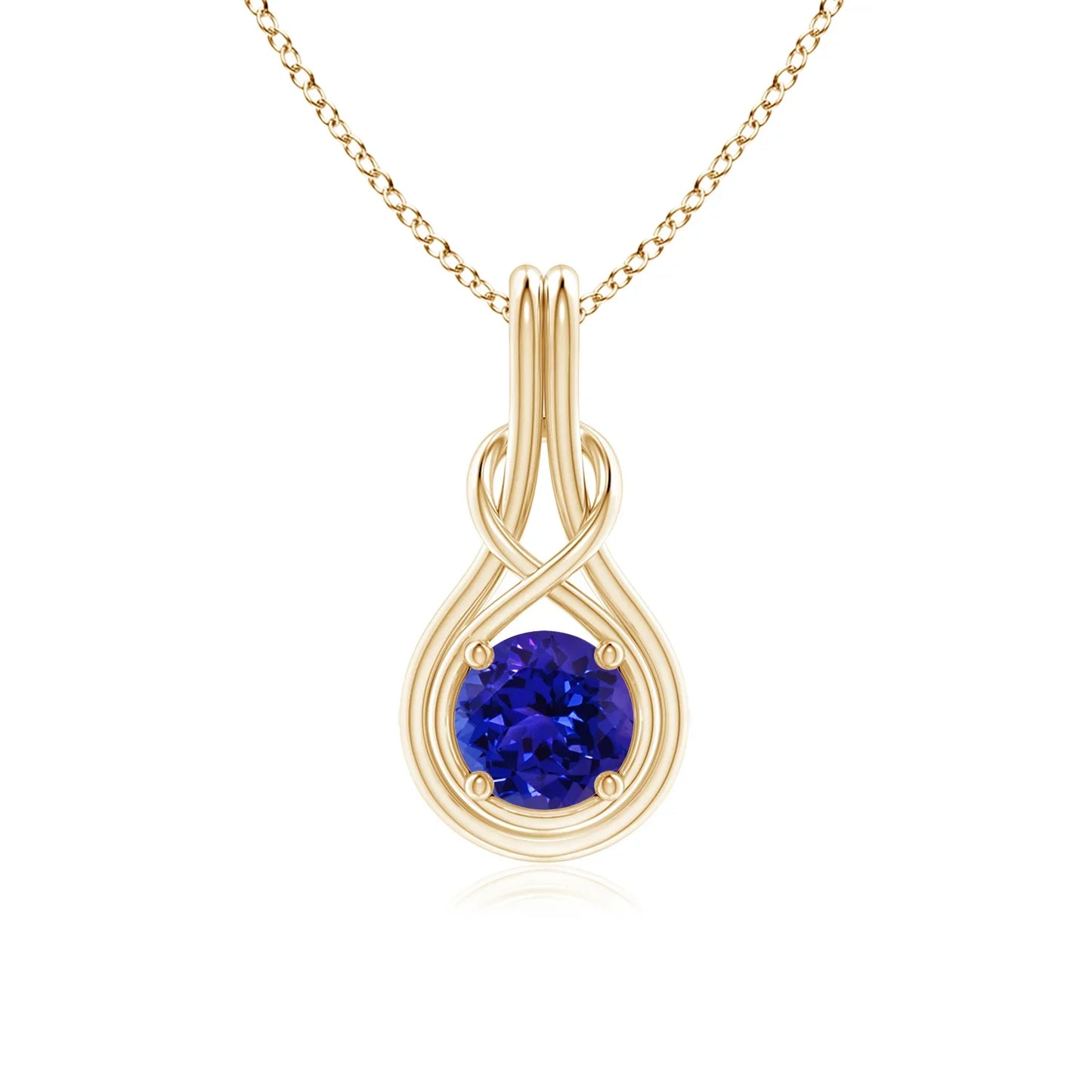 Real Tanzanite 5mm 14k Solid Gold Infinity Knot Charm Pendant Prong Sett Fine Jewelry December Birthstone Blue Gemstone Pendant
