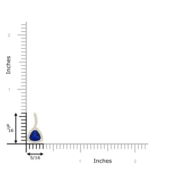 Top Quality 3.17G 14K Gold Natural 5MM Trillion Cut 0.43Ctw Blue Sapphire Halo Diamond Pendant With Curved Bale Handmade Pendant