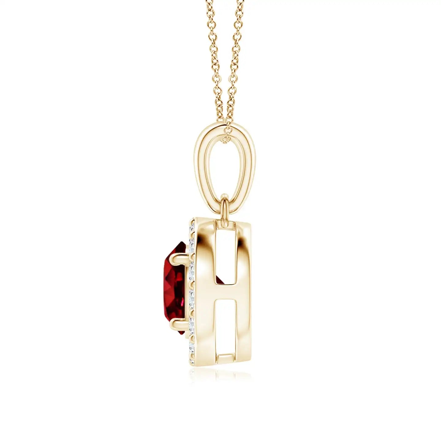 High Quality Natural 6MM Round Cut Ruby Gemstone & Diamond Halo Pendant Casual Every day Wear Unisex IGI Certified Pendant OEM