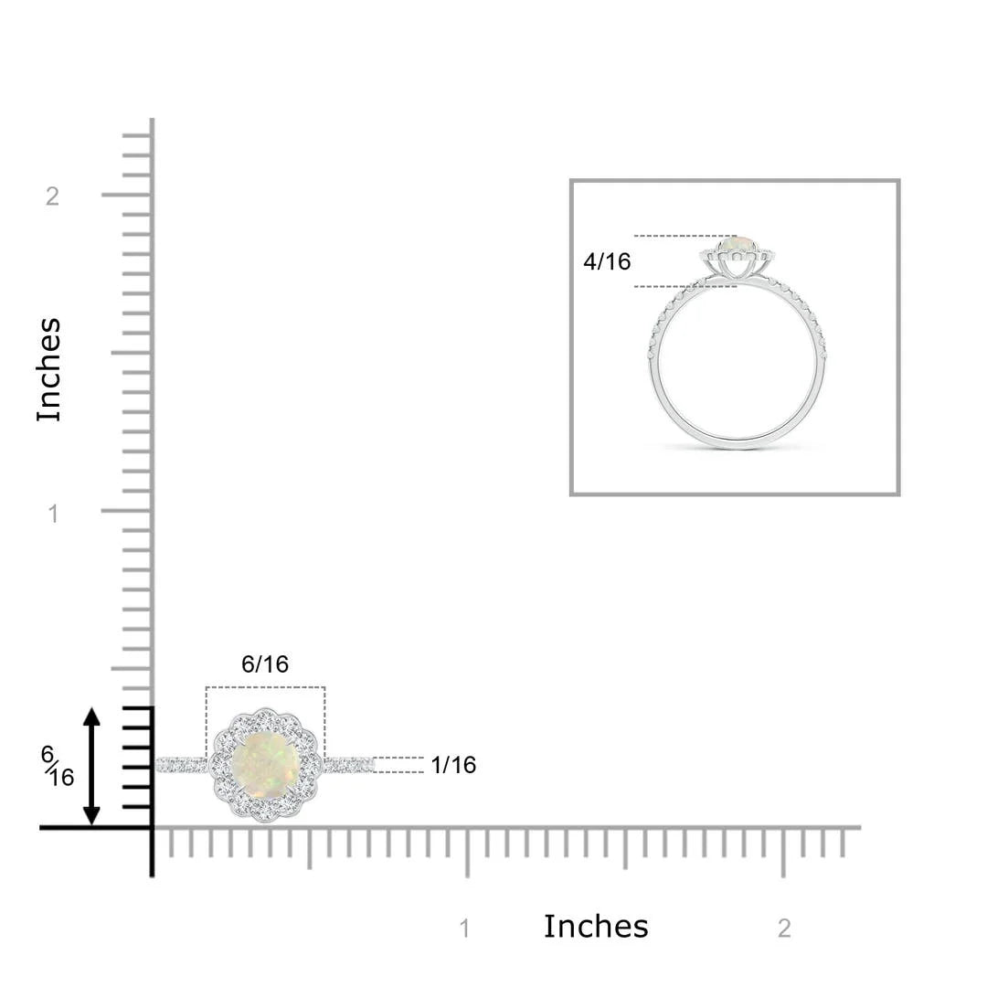 Elegant 14K 18k Gold Natural Ethiopian Opal & Diamond Floral Cluster Ring Vintage Style Halo Pave Accent Diamond Engagement Ring
