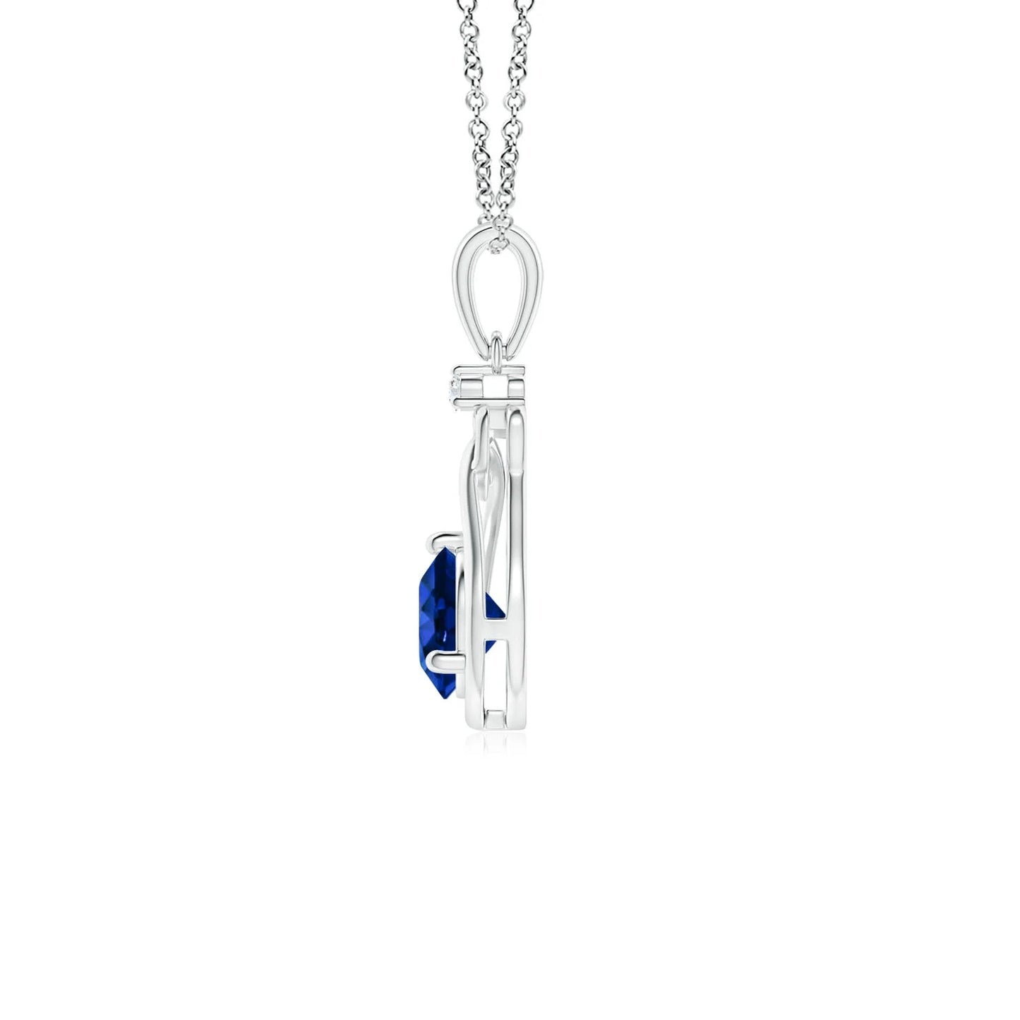 2026 Latest Design Fine Jewelry 14K Gold Natural 0.45Ct Blue Sapphire Knotted Heart Pendant With Diamond Romantic Gift For Her