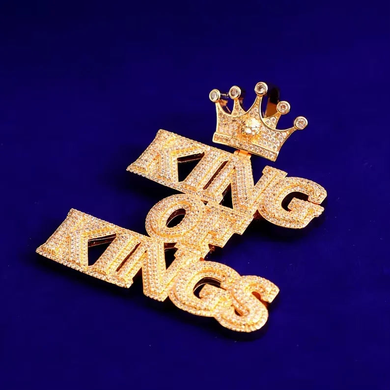 BiG-BOSS Iced Out King of Kings Pendant Moissanite Crown Design Custom Hip Hop Statement Jewellery for Men