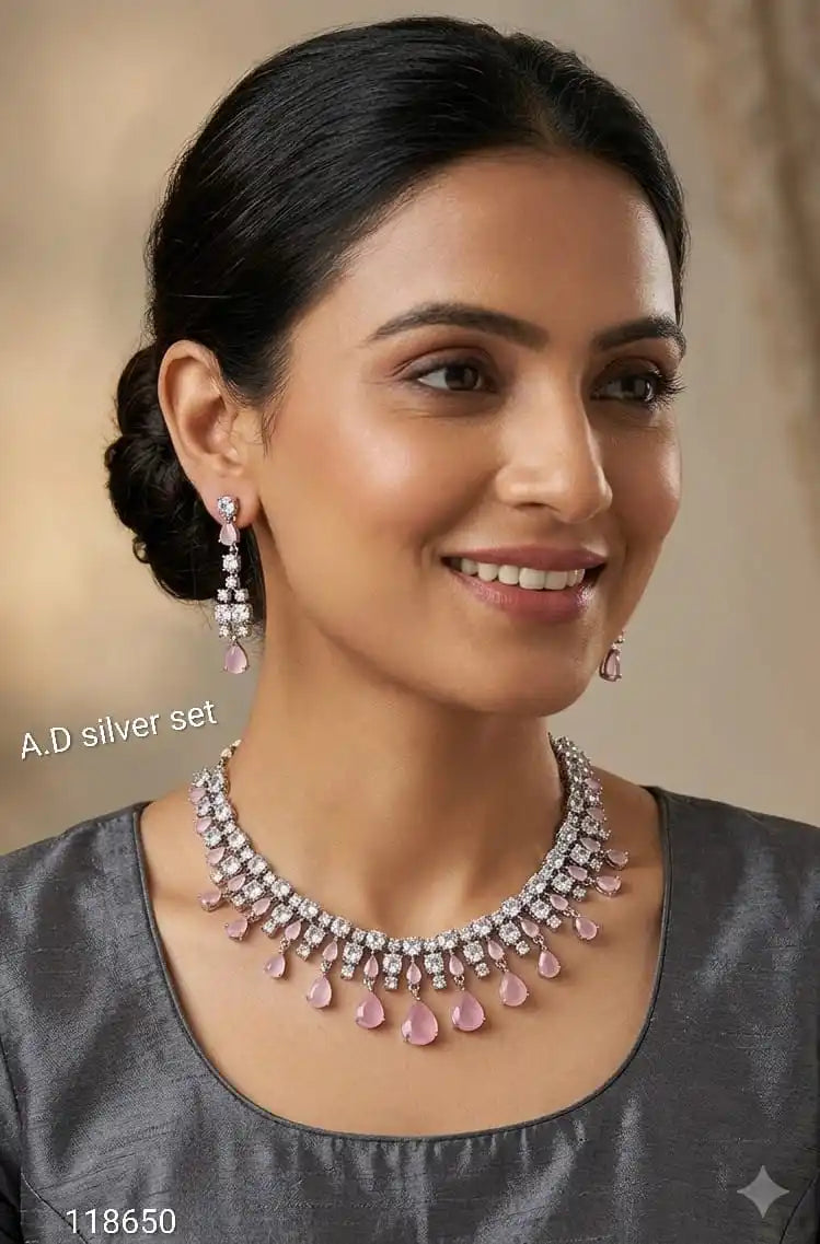 Luxury Silver Plated Ruby Red CZ Teardrop Necklace Set with Earrings Bridal Wedding Party Wear Fashion Jewelry Women Set Women